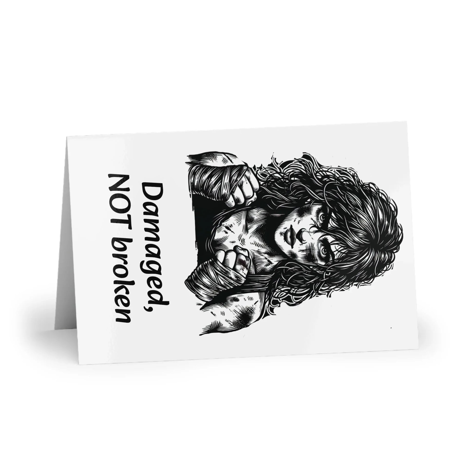 The Dreamer's Bookshop Warrior "Damaged, NOT broken" Art Print Card - The Dreamer's Bookshop.