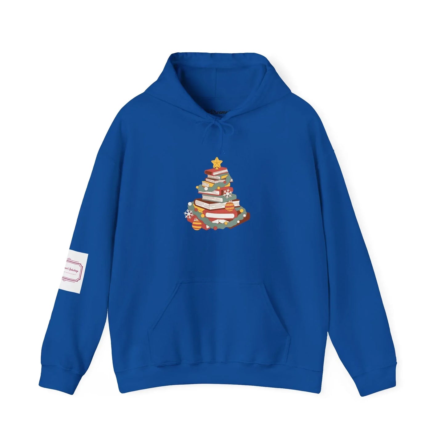 Christmas Book Tree Unisex Hooded Sweatshirt - Cozy Literary Apparel - The Dreamer's Bookshop.