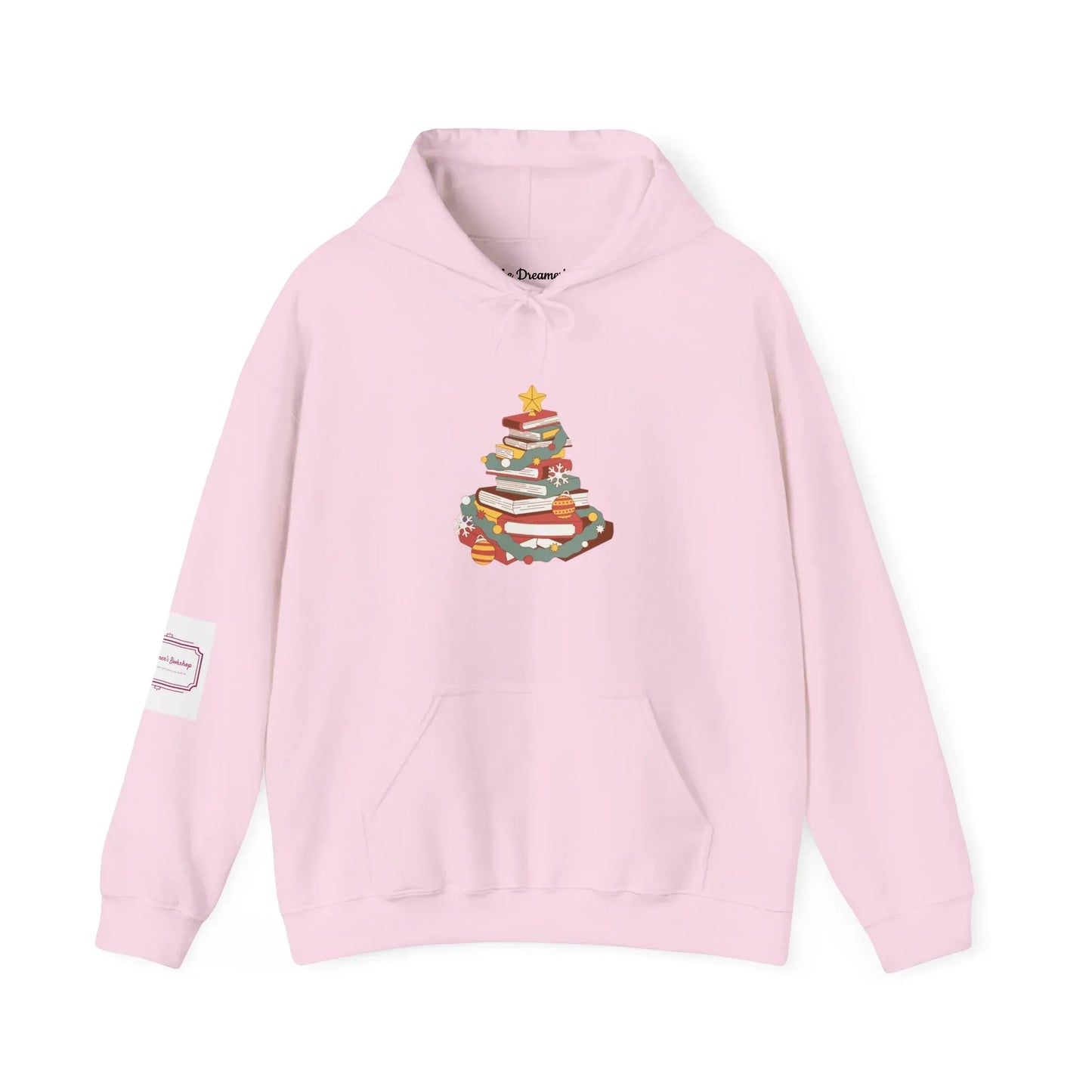 Christmas Book Tree Unisex Hooded Sweatshirt - Cozy Literary Apparel - The Dreamer's Bookshop.