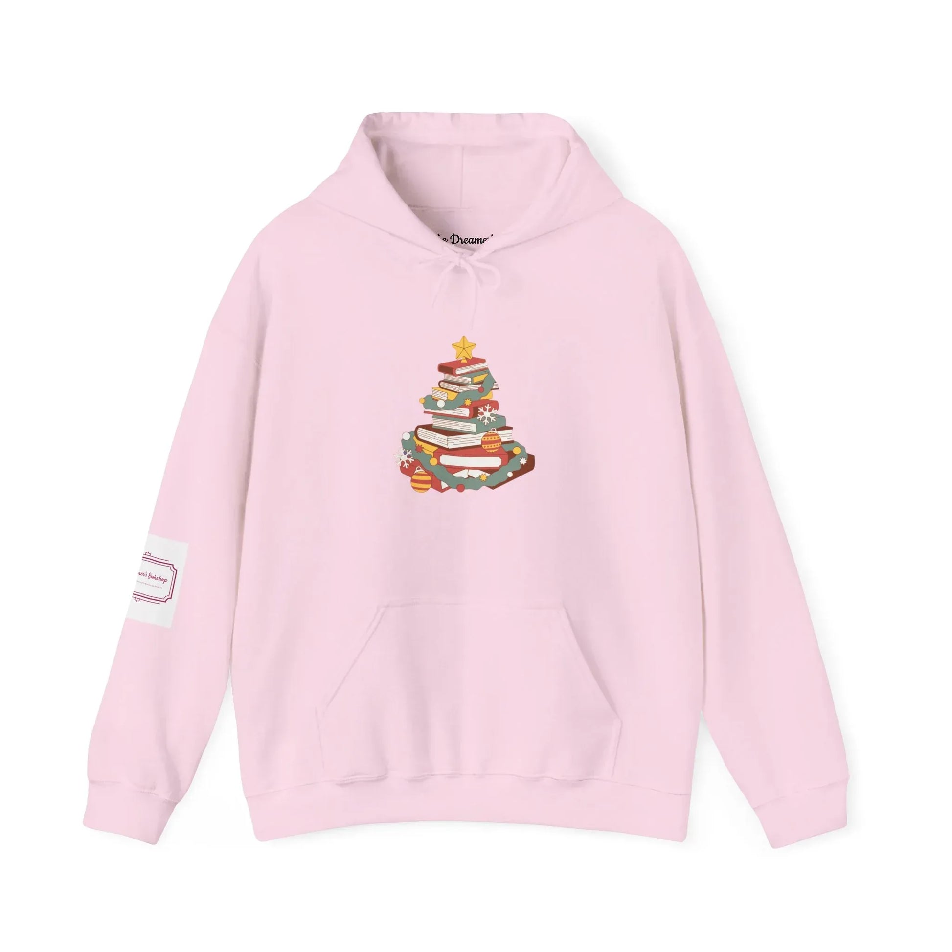 Christmas Book Tree Unisex Hooded Sweatshirt - Cozy Literary Apparel - The Dreamer's Bookshop.