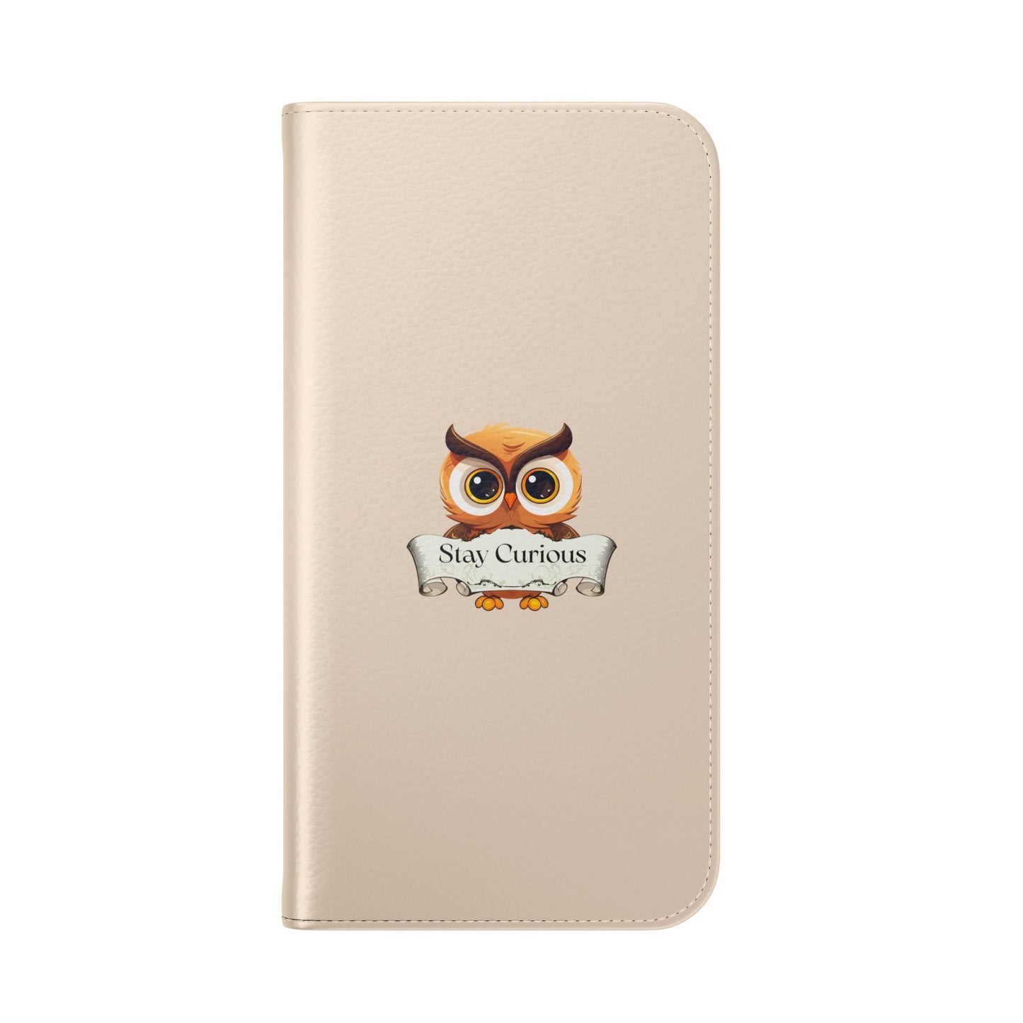 Stay Curious Owl Flip Phone Case – Wallet Folio with Card Slots