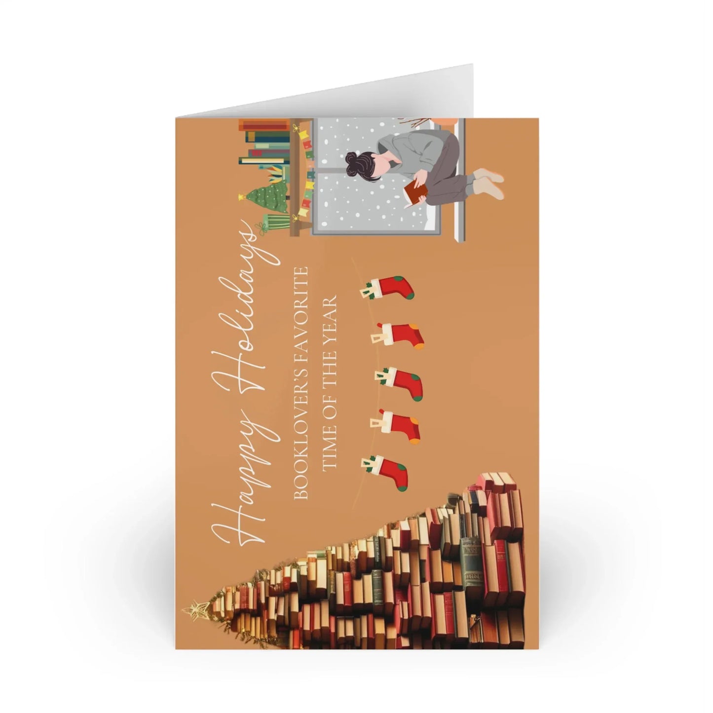 The Dreamer's Bookshop "Booklovers XMas" Cute Christmas Card - The Dreamer's Bookshop.