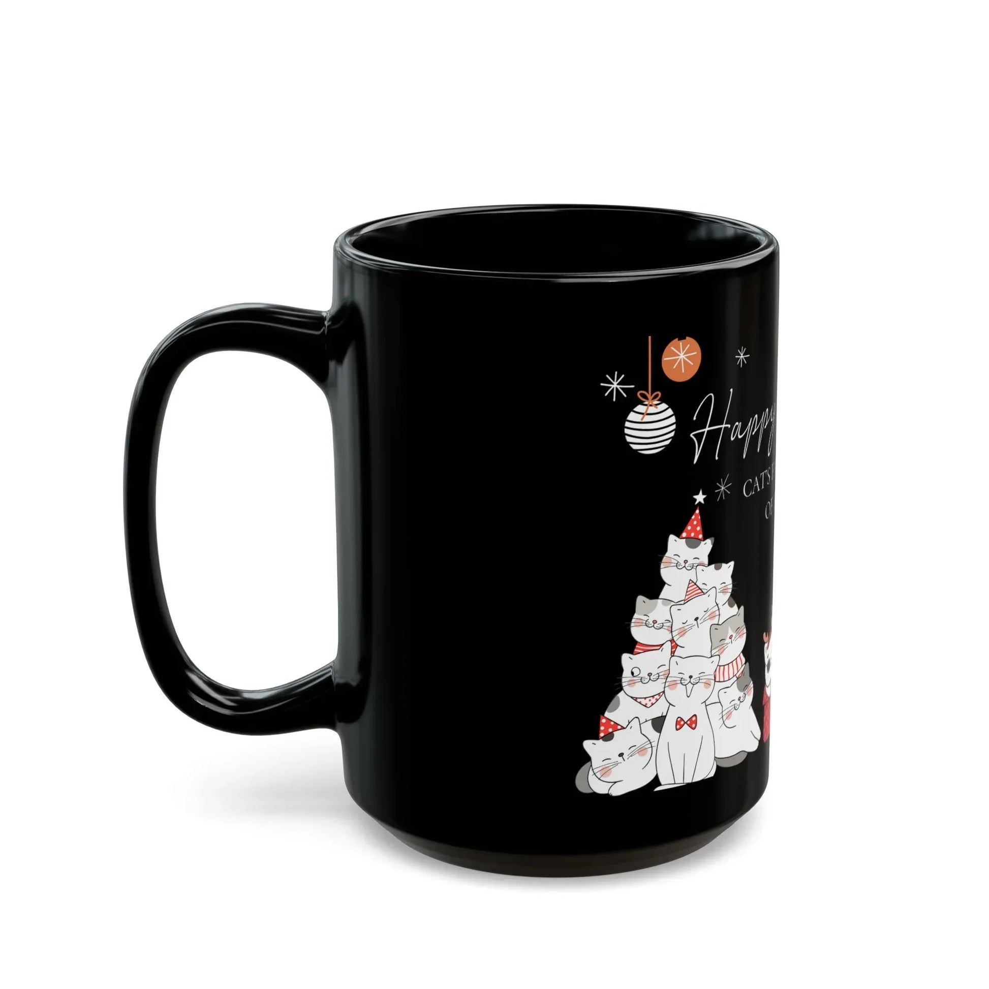 Cat's Christmas Black Mug - 11oz & 15oz Options - The Dreamer's Bookshop.
