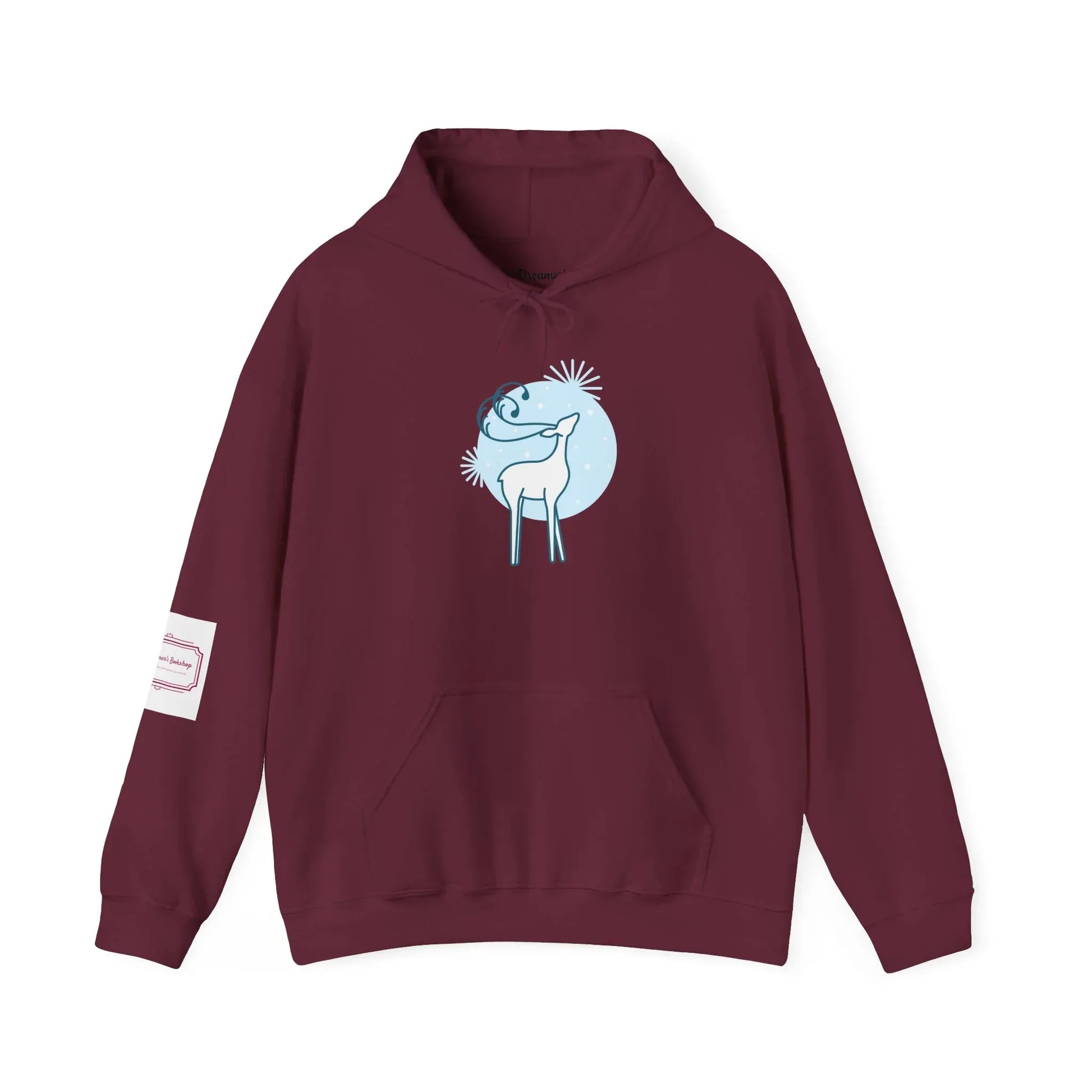Christmas Deer Unisex Hooded Sweatshirt - Cozy Literary Apparel - The Dreamer's Bookshop.
