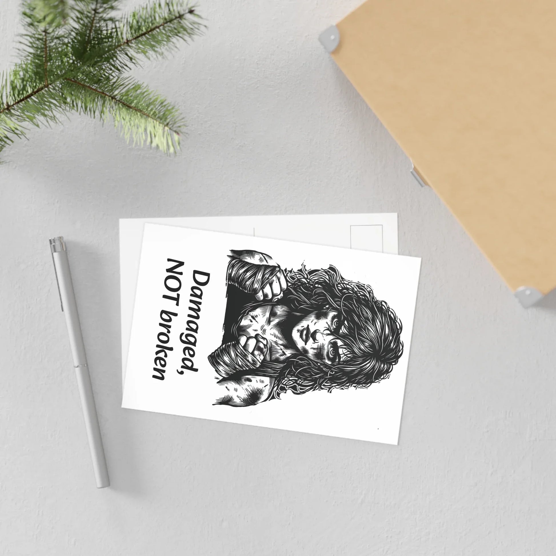 The Dreamer's Bookshop Warrior "Damaged, NOT broken" Art Print Card - The Dreamer's Bookshop.