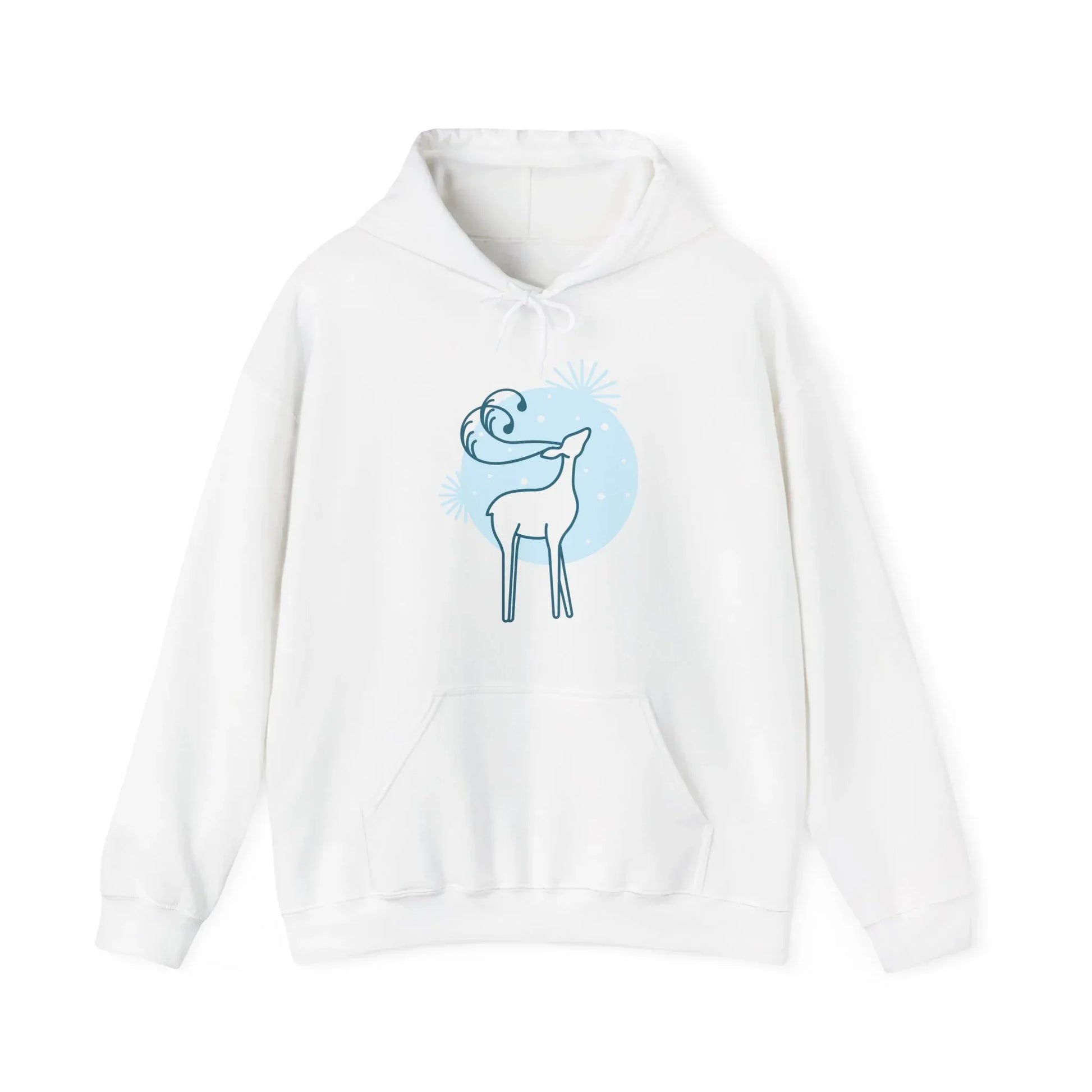 Christmas Deer Hoodie - Cozy Unisex Sweatshirt for Book Lovers - The Dreamer's Bookshop.
