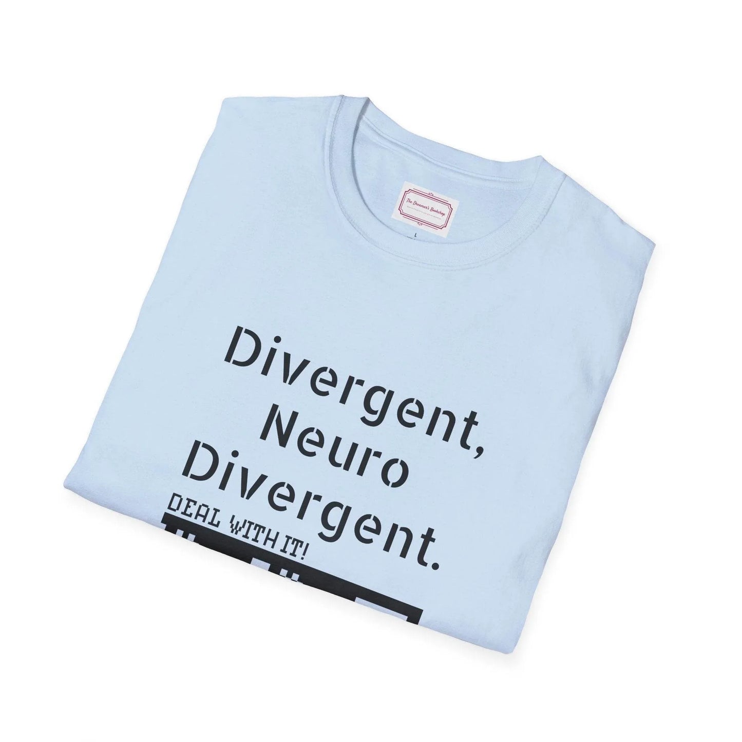 Divergent Neurodivergent T-Shirt - Unisex Softstyle Tee for Acceptance and Awareness - The Dreamer's Bookshop.