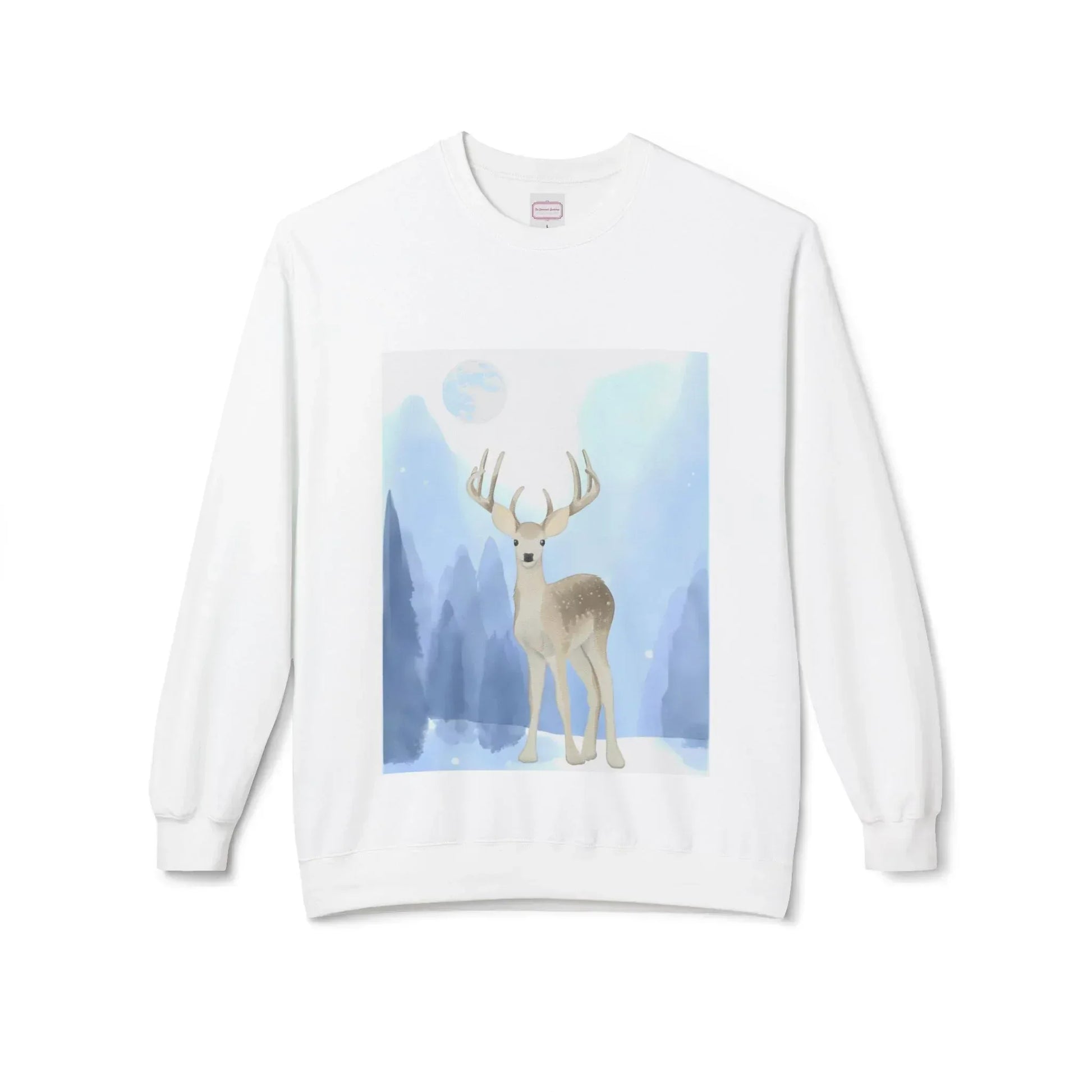 Winter Deer - Unisex Fleece Crewneck Sweatshirt - The Dreamer's Bookshop.