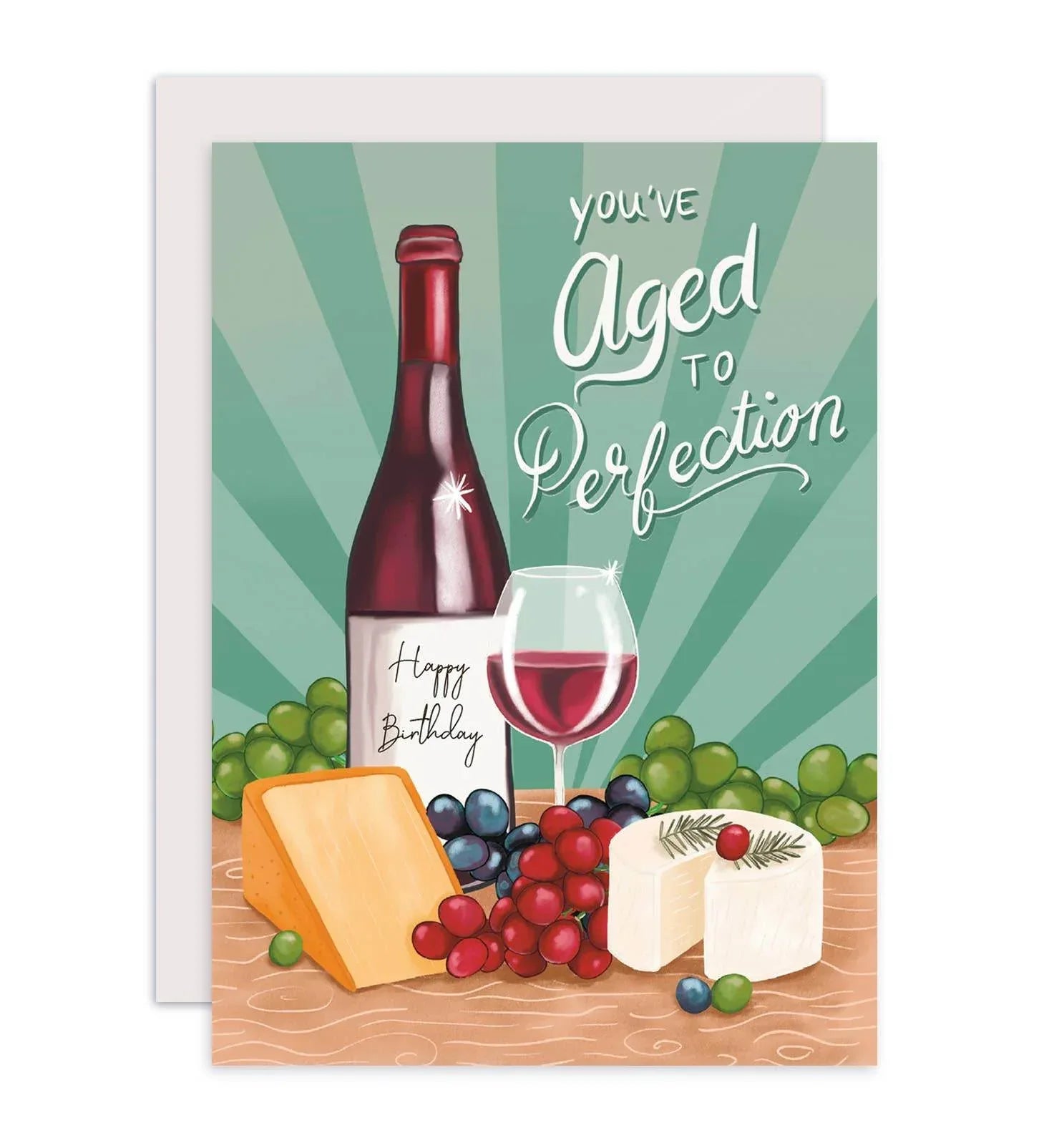 Aniet Illustration - Kaart verjaardag felicitatie man aged to perfection wijn - The Dreamer's Bookshop.
