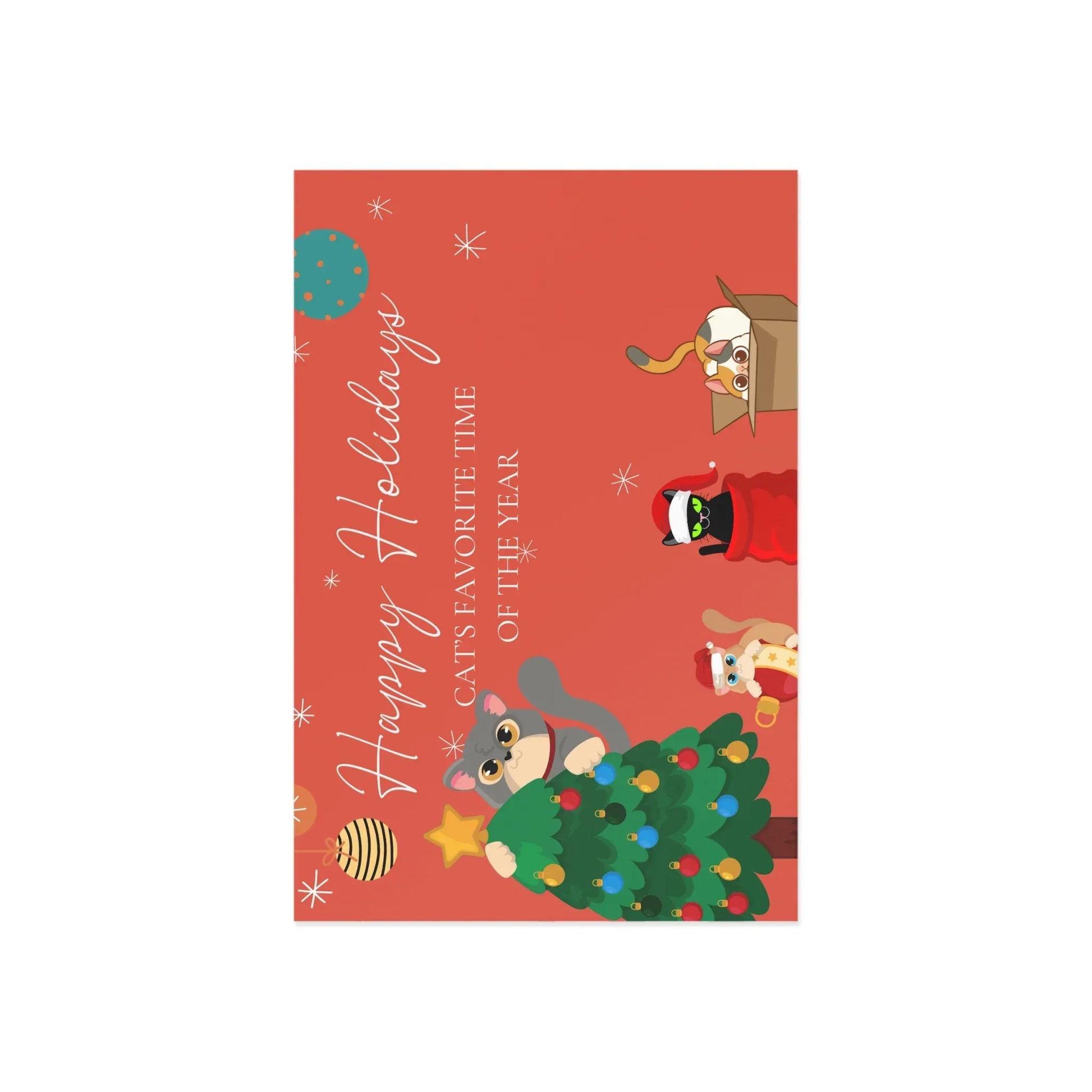 The Dreamer's Bookshop "Cat's Red XMas" Cute Christmas Cards - The Dreamer's Bookshop.