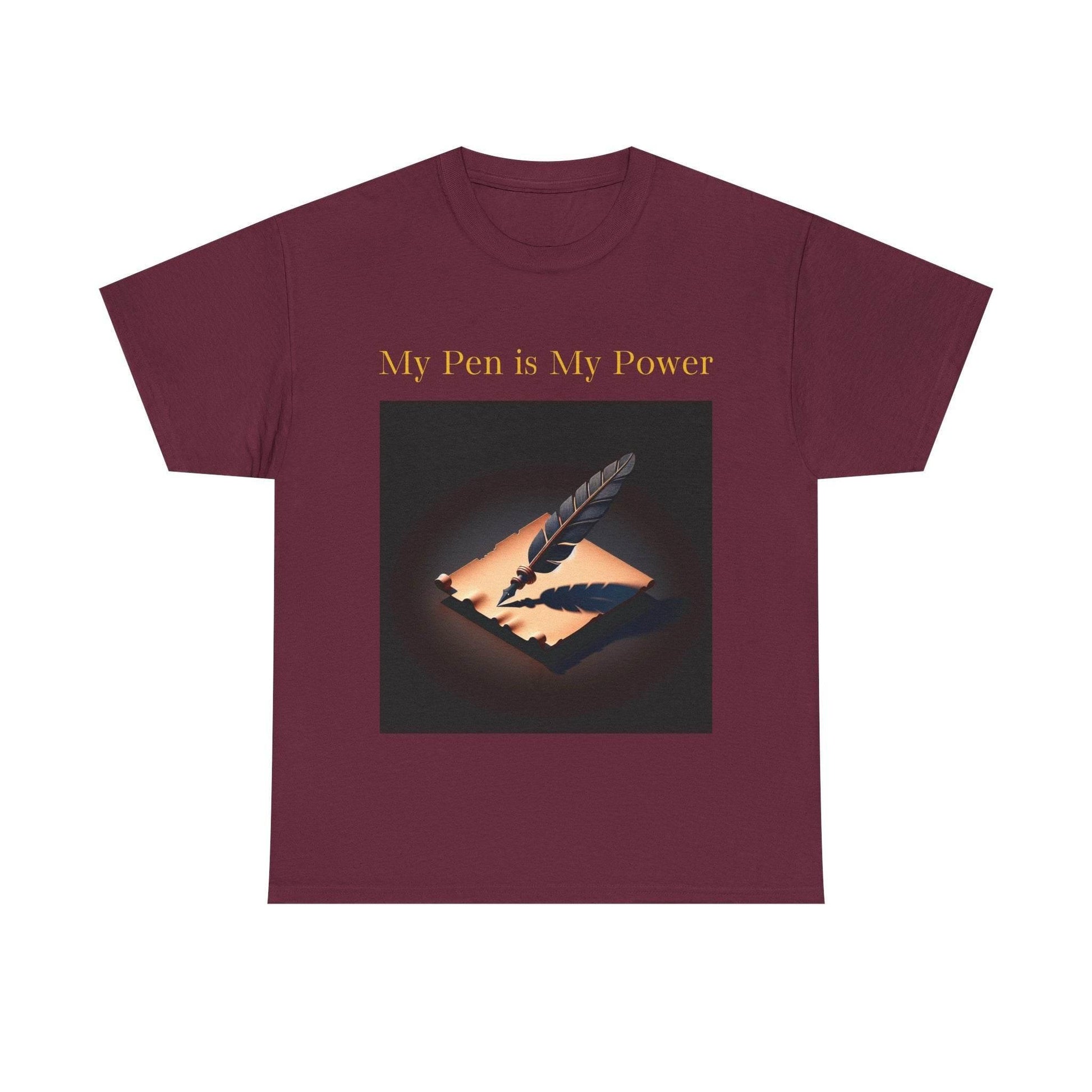 My Pen is My Power Unisex Heavy Cotton Tee - Creative Writer's Apparel - The Dreamer's Bookshop.