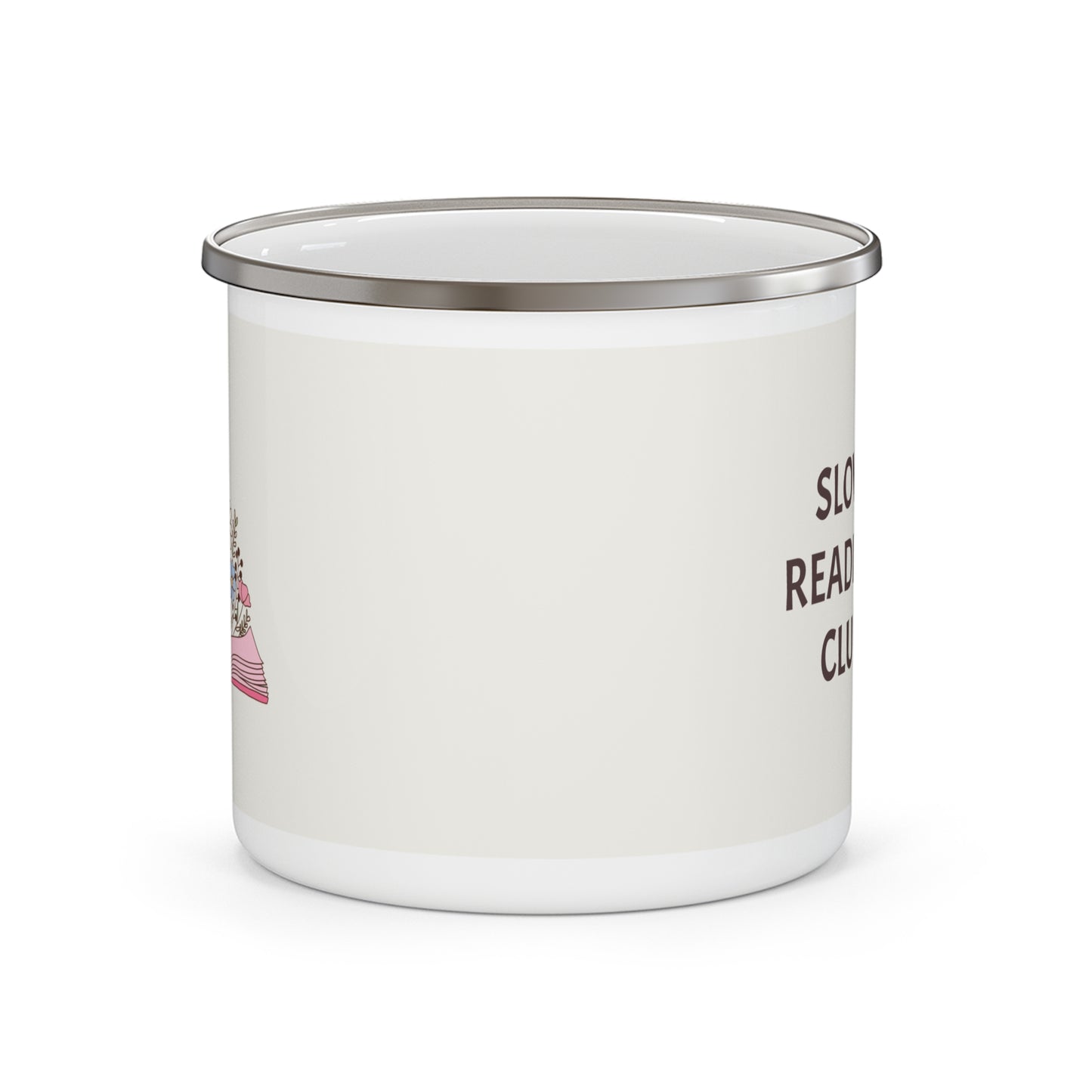 Enamel Camping Mug  "Slow Reading Club" Coffee Cup