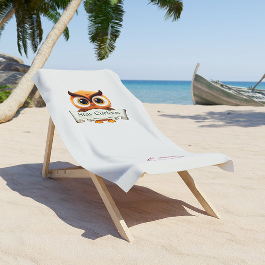 Beach Towel "Stay Curious" Reading On The Shore