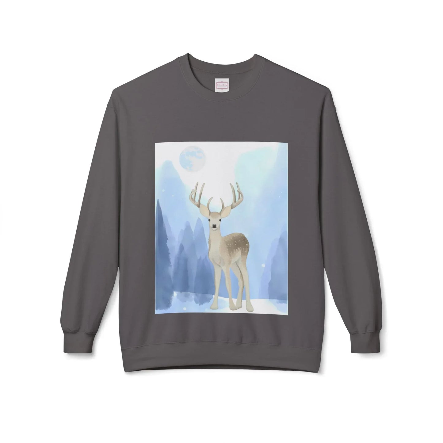 Winter Deer - Unisex Fleece Crewneck Sweatshirt - The Dreamer's Bookshop.