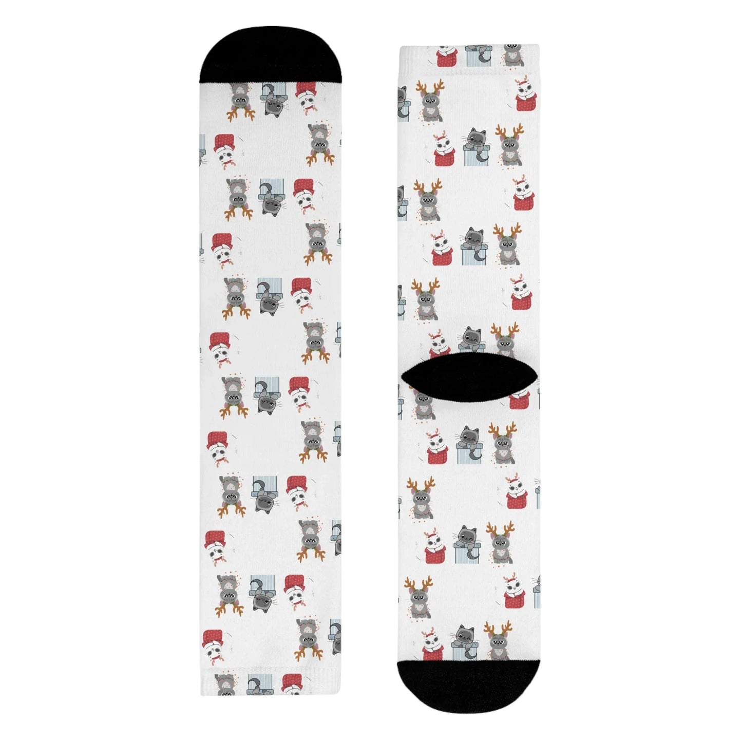 Christmas Cats Crew Socks — Cute Holiday Sublimation Socks - The Dreamer's Bookshop.