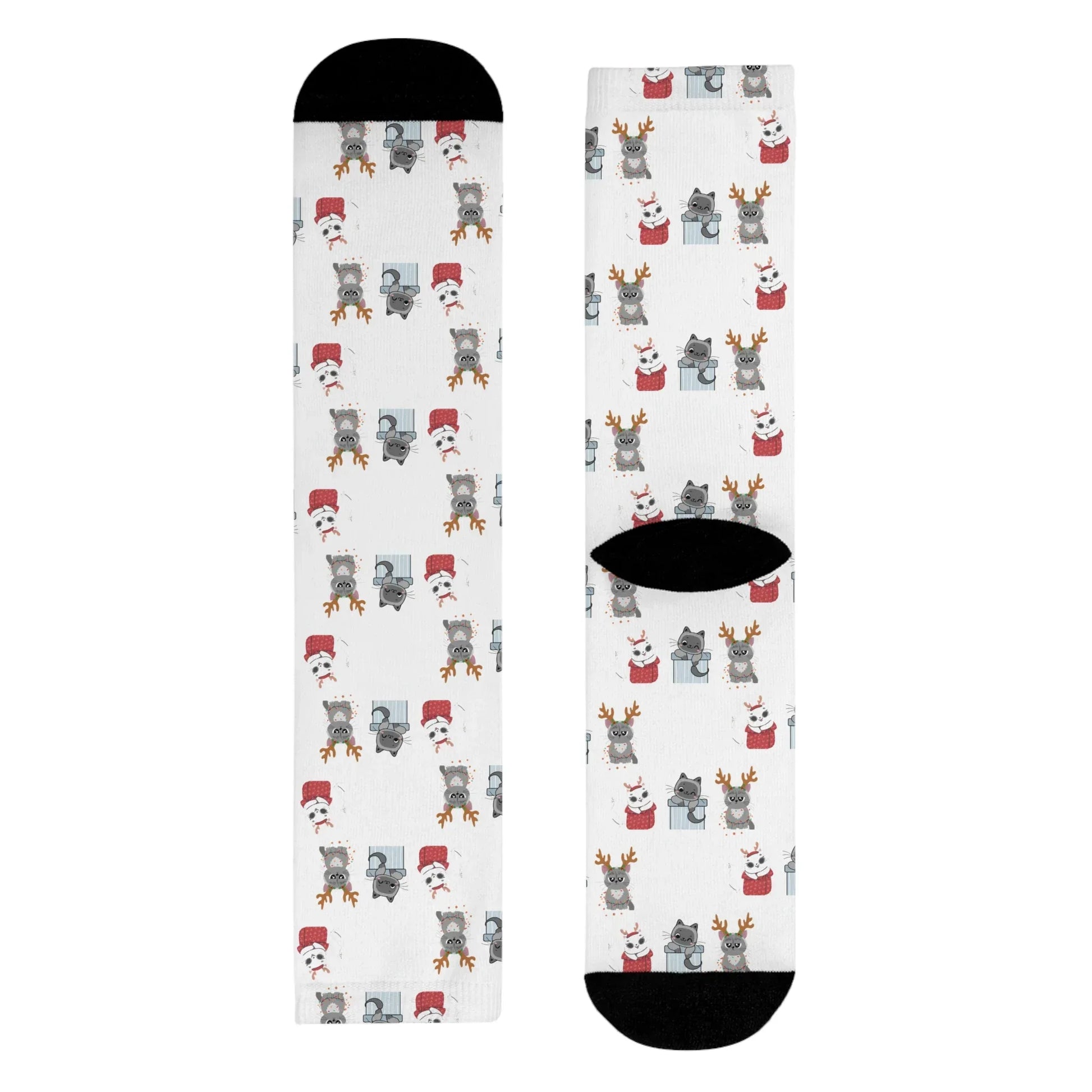 Christmas Cats Crew Socks — Cute Holiday Sublimation Socks - The Dreamer's Bookshop.