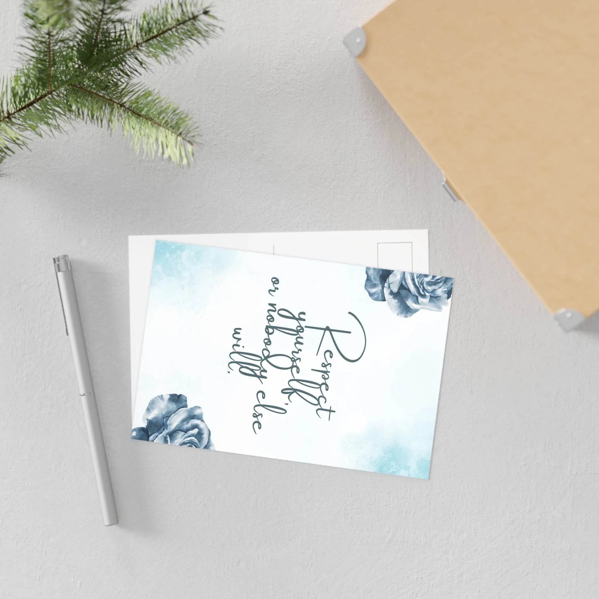The Dreamer's Bookshop Blue Flower "Respect Yourself" Art Print Card - The Dreamer's Bookshop.