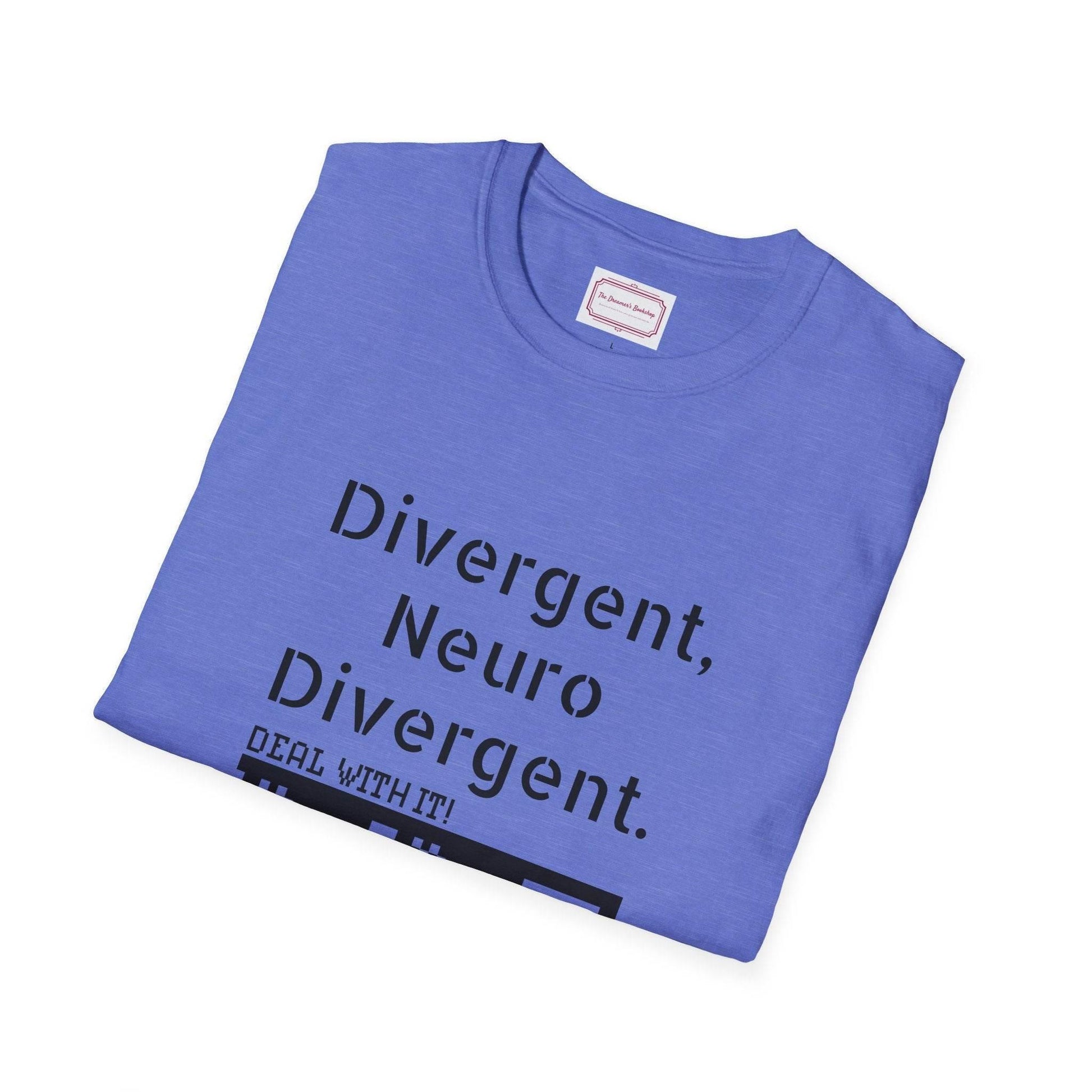 Divergent Neurodivergent T-Shirt - Unisex Softstyle Tee for Acceptance and Awareness - The Dreamer's Bookshop.