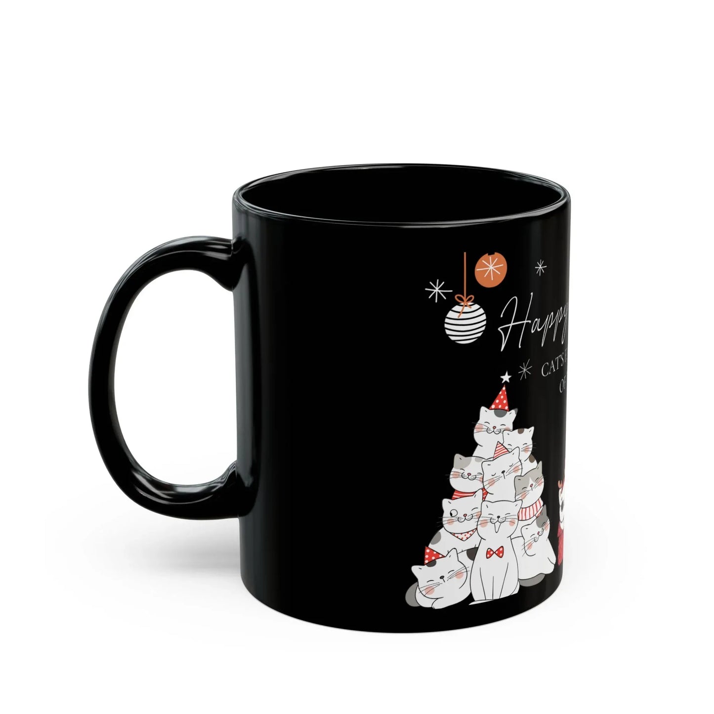 Cat's Christmas Black Mug - 11oz & 15oz Options - The Dreamer's Bookshop.