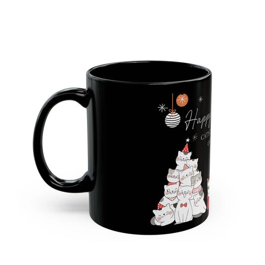 Cat's Christmas Black Mug - 11oz & 15oz Options - The Dreamer's Bookshop.