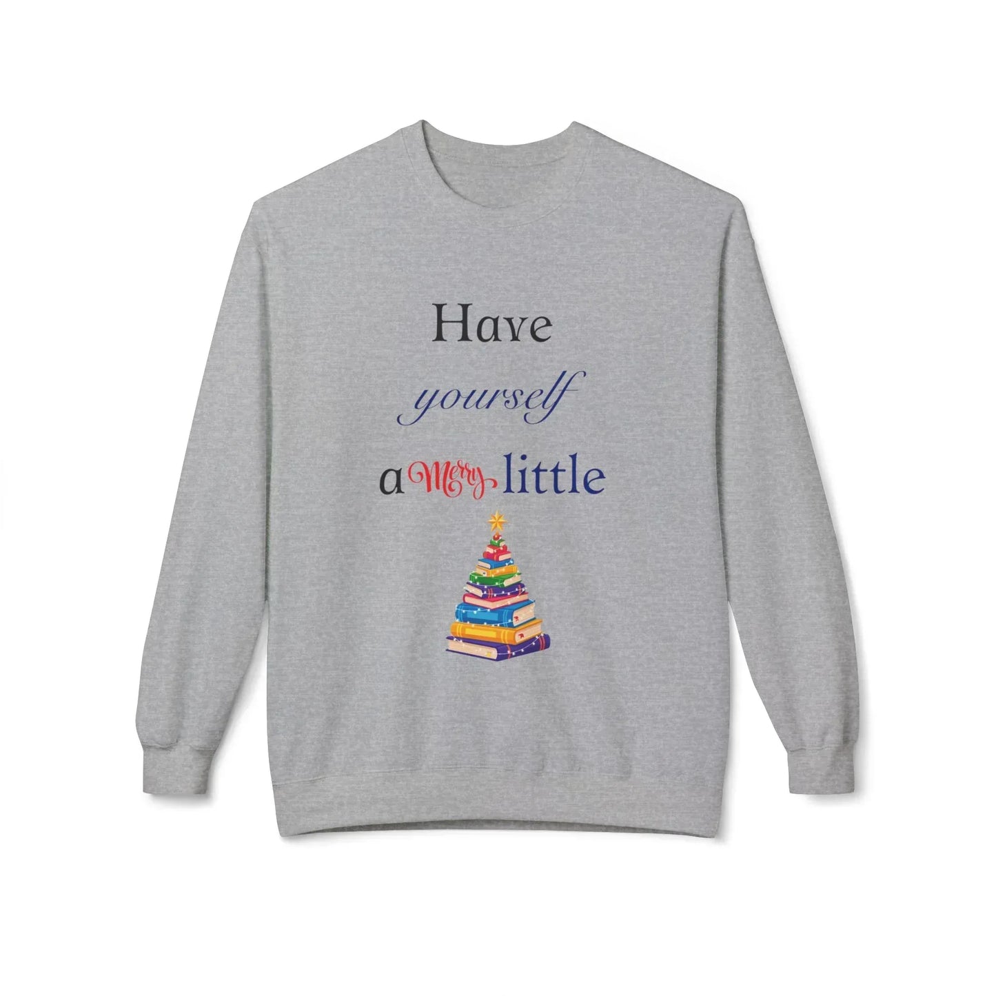 A Merry Little Bookmas - Fleece Crewneck Sweatshirt - Unisex Midweight - The Dreamer's Bookshop.