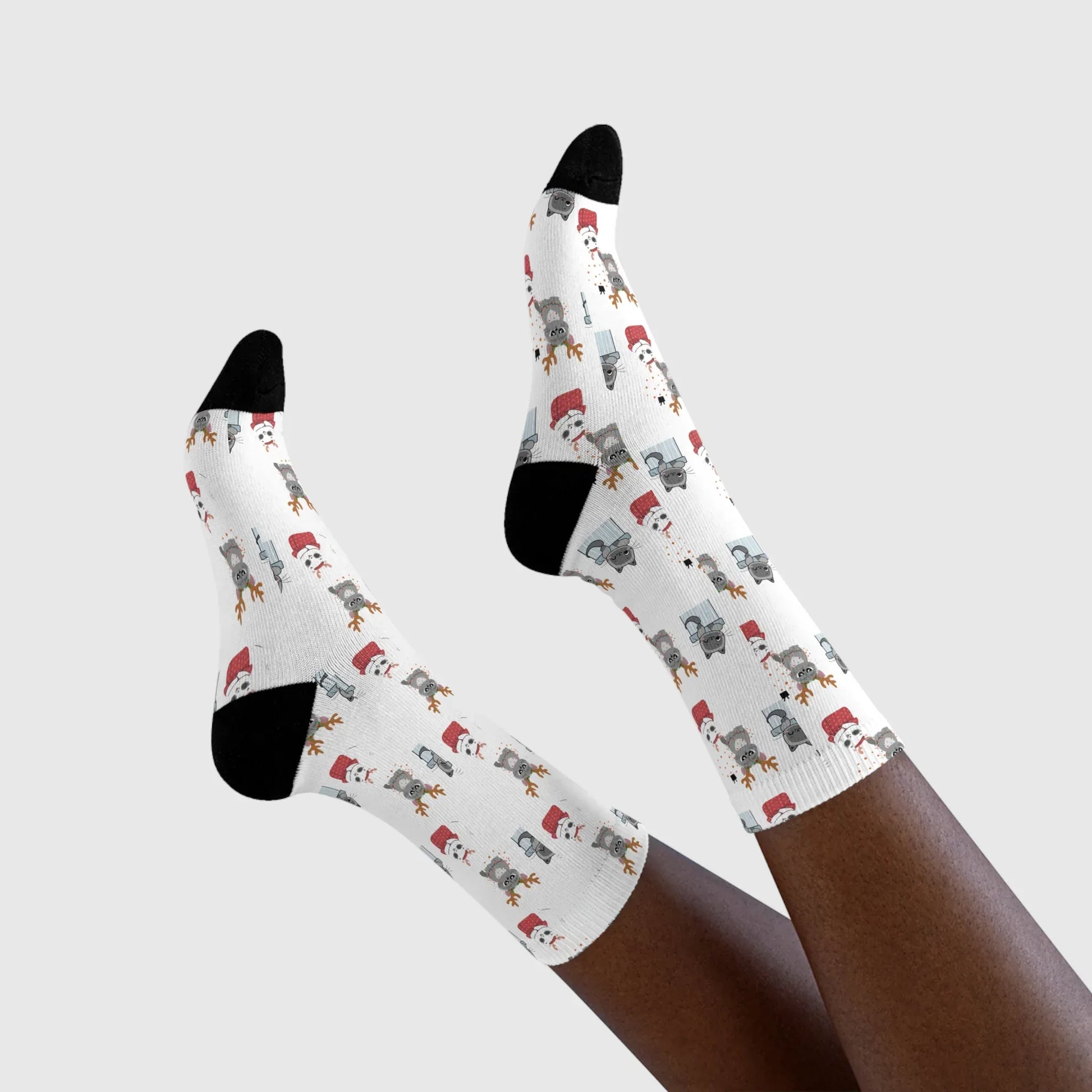 Christmas Cats Crew Socks — Cute Holiday Sublimation Socks - The Dreamer's Bookshop.