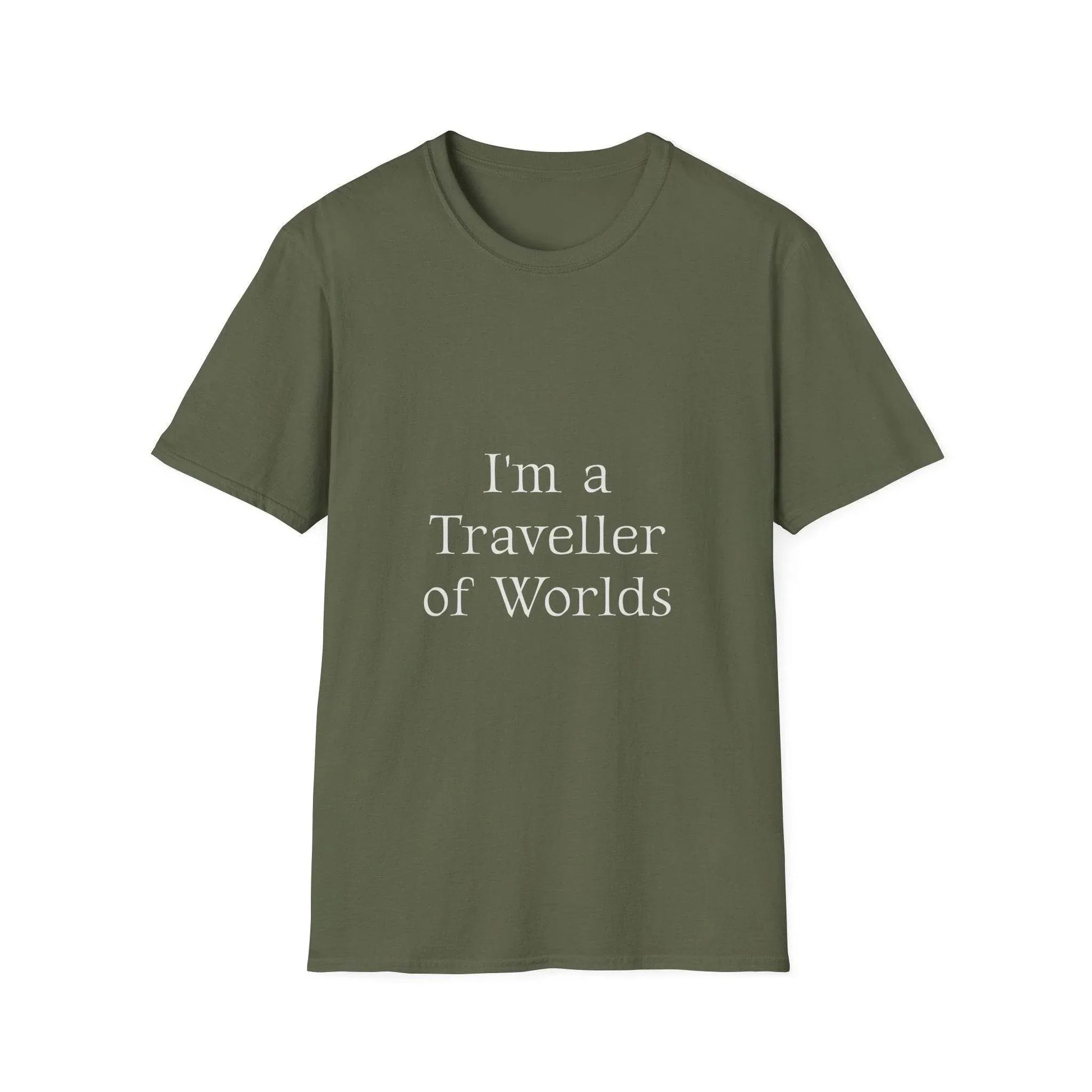 Unisex Softstyle T-Shirt - 'I'm a Traveller of Worlds' & 'Books Take Me Places Far & Beyond' - The Dreamer's Bookshop.