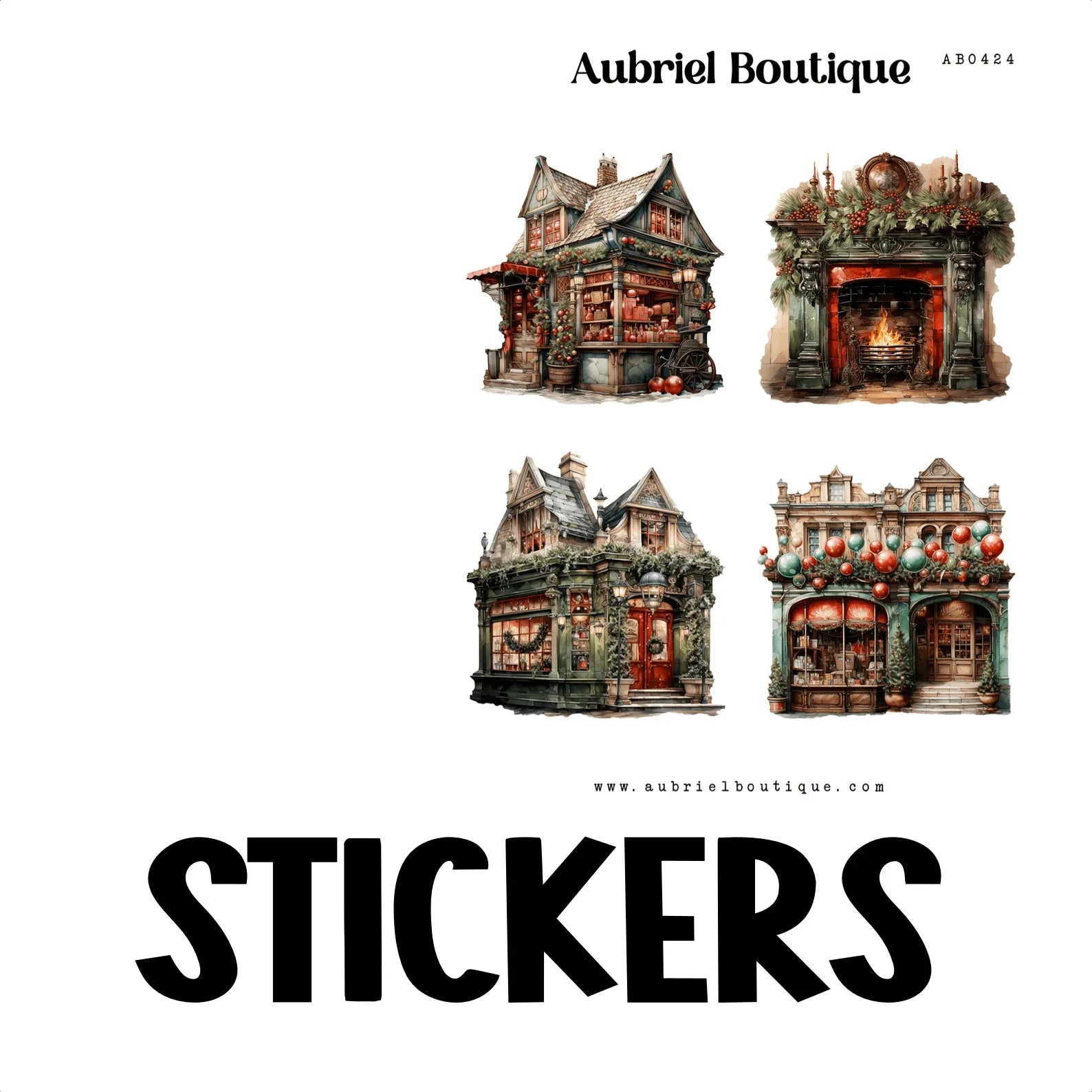 AubrielBoutique - DECO XMAS, plannerstickers — AB0424 - The Dreamer's Bookshop.