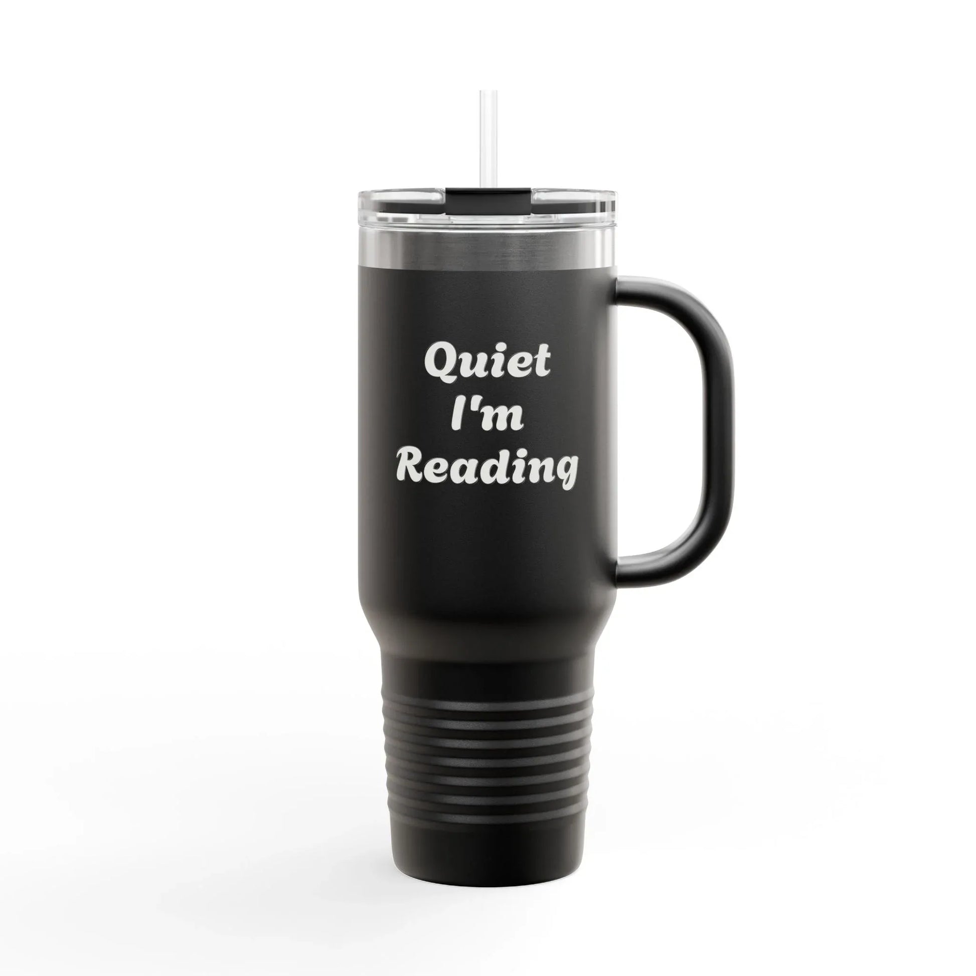 Insulated Travel Mug - "Quiet I'm Reading" - 40oz Coffee Cup for Book Lovers - The Dreamer's Bookshop.