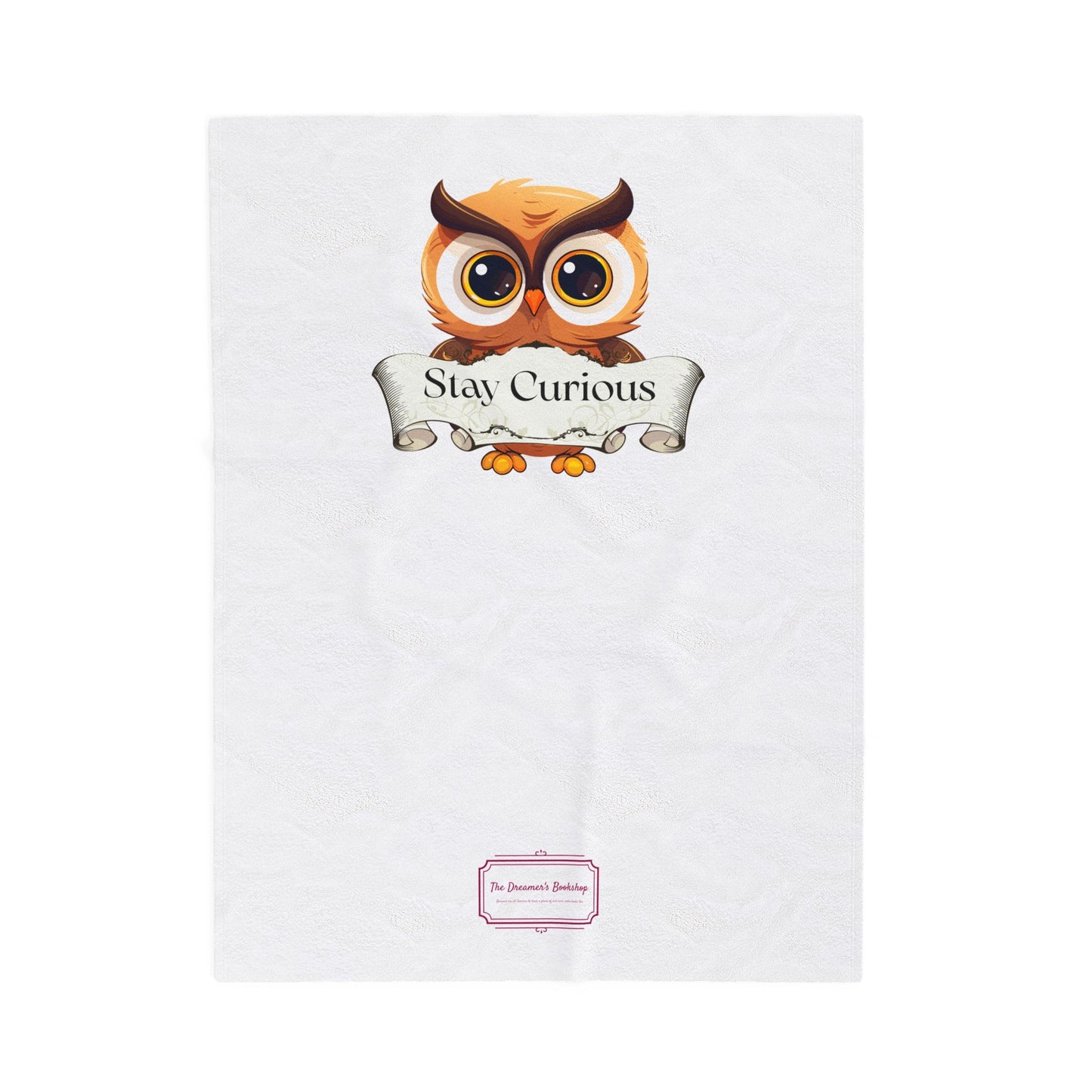 Cozy Velveteen Plush Blanket - "Stay Curious"- Book Lovers and Cozy Nights