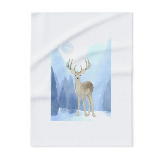 Cozy Arctic Fleece Blanket - Winter Deer Design - The Dreamer's Bookshop.