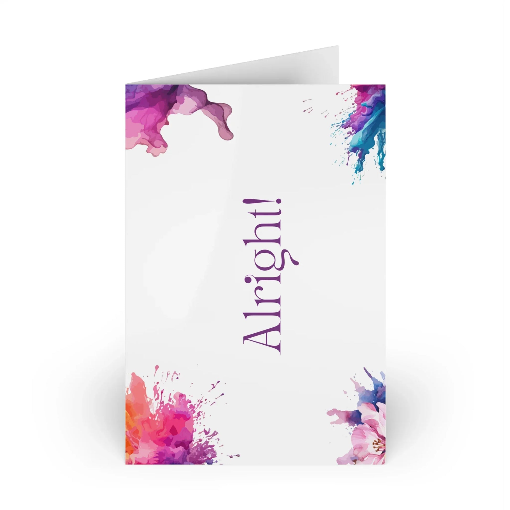 Watercolor Art Exclamation Card "Alright" Joyful Print - The Dreamer's Bookshop.