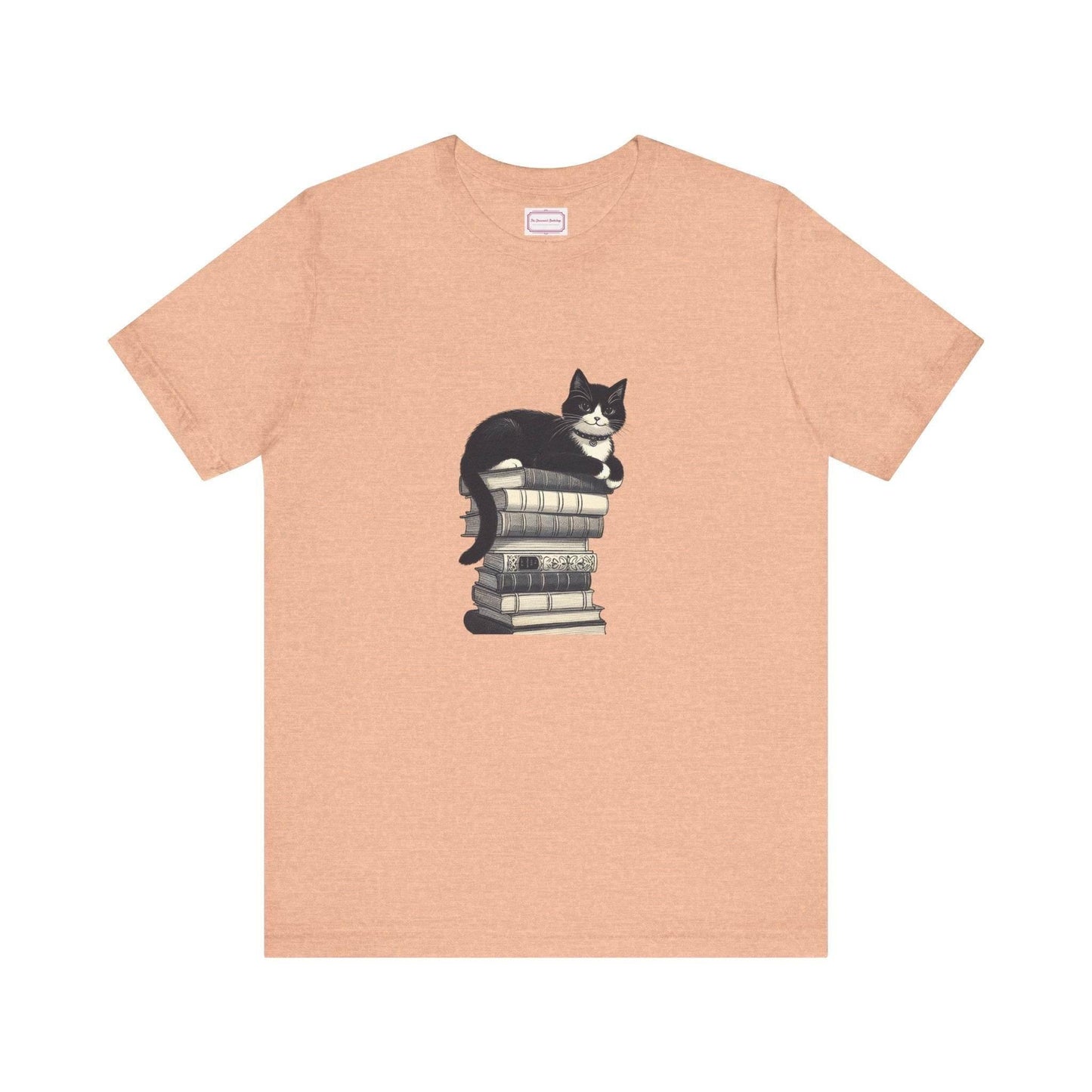 Unisex T-shirt - Vintage Cat Book Stack Booknerds - The Dreamer's Bookshop.