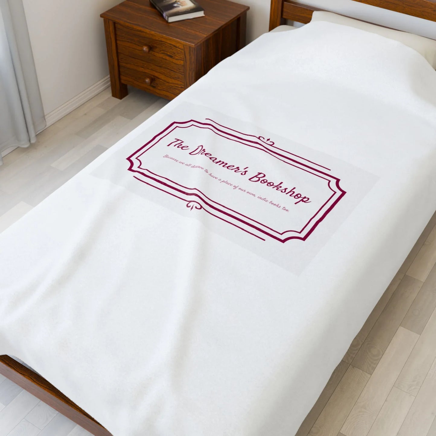 Cozy Velveteen Plush Blanket - "The Dreamer's Bookshop" Design - Perfect for Book Lovers and Cozy Nights - The Dreamer's Bookshop.