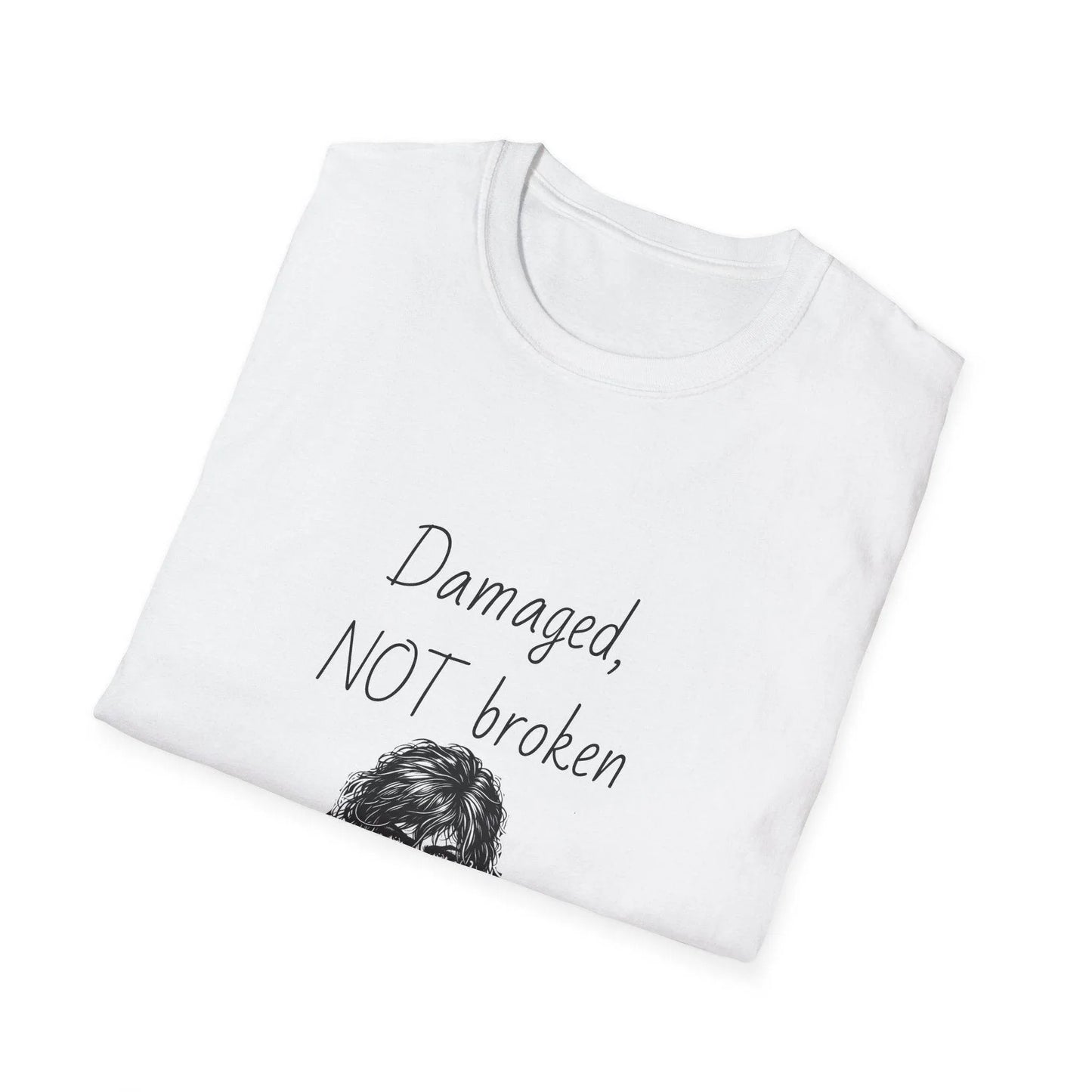 Fierce Survivor Unisex Softstyle T-Shirt - 'Damaged, NOT broken' - The Dreamer's Bookshop.