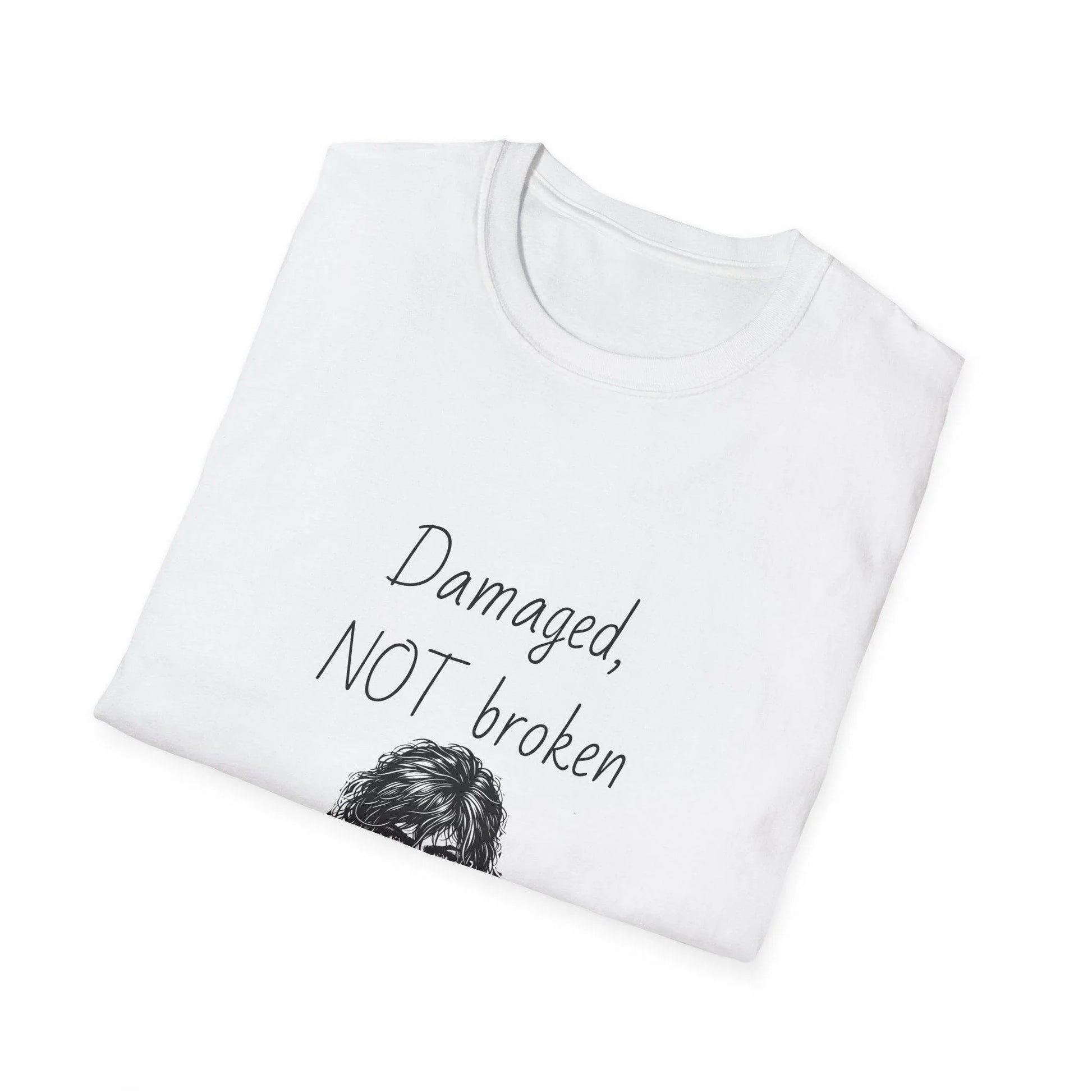 Fierce Survivor Unisex Softstyle T-Shirt - 'Damaged, NOT broken' - The Dreamer's Bookshop.