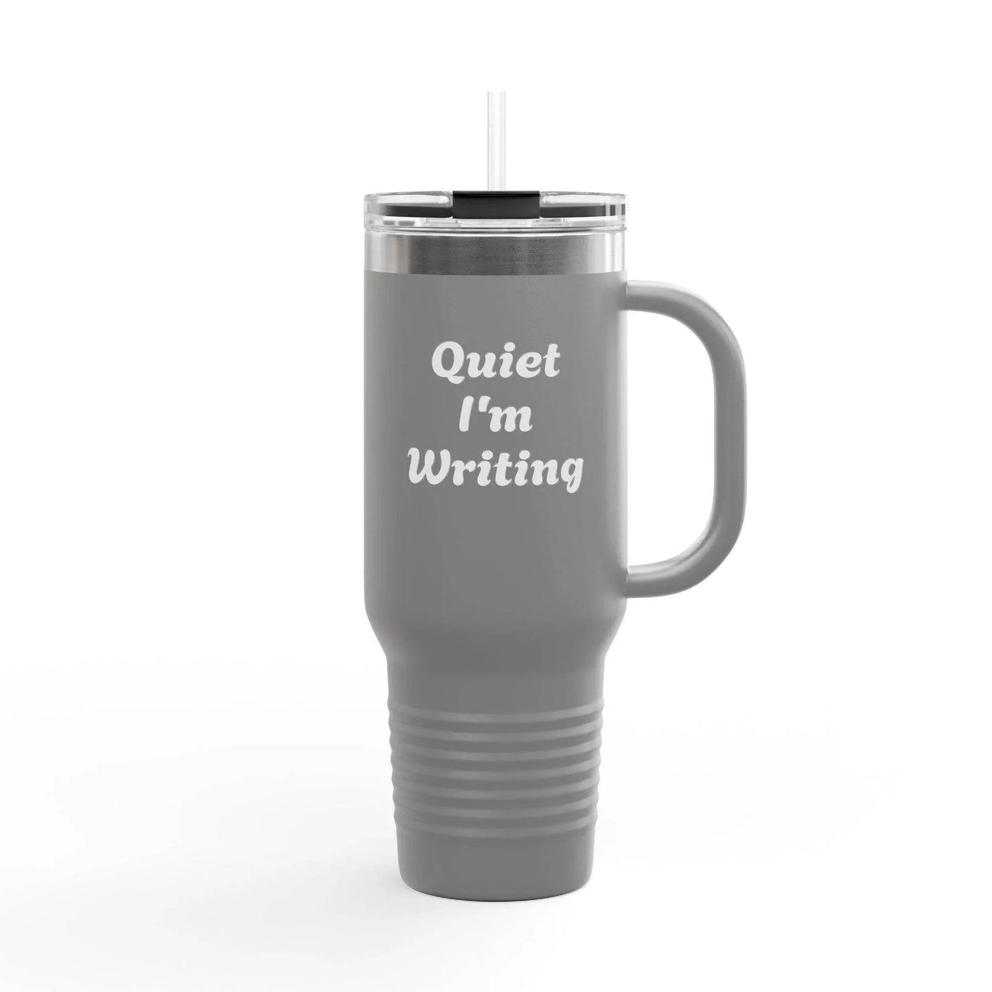 Quiet I'm Writing Insulated Travel Mug - 40oz Red Coffee Cup - The Dreamer's Bookshop.