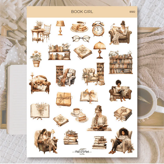 Plan & Plot Studio - Book Girl - stickers - The Dreamer's Bookshop.