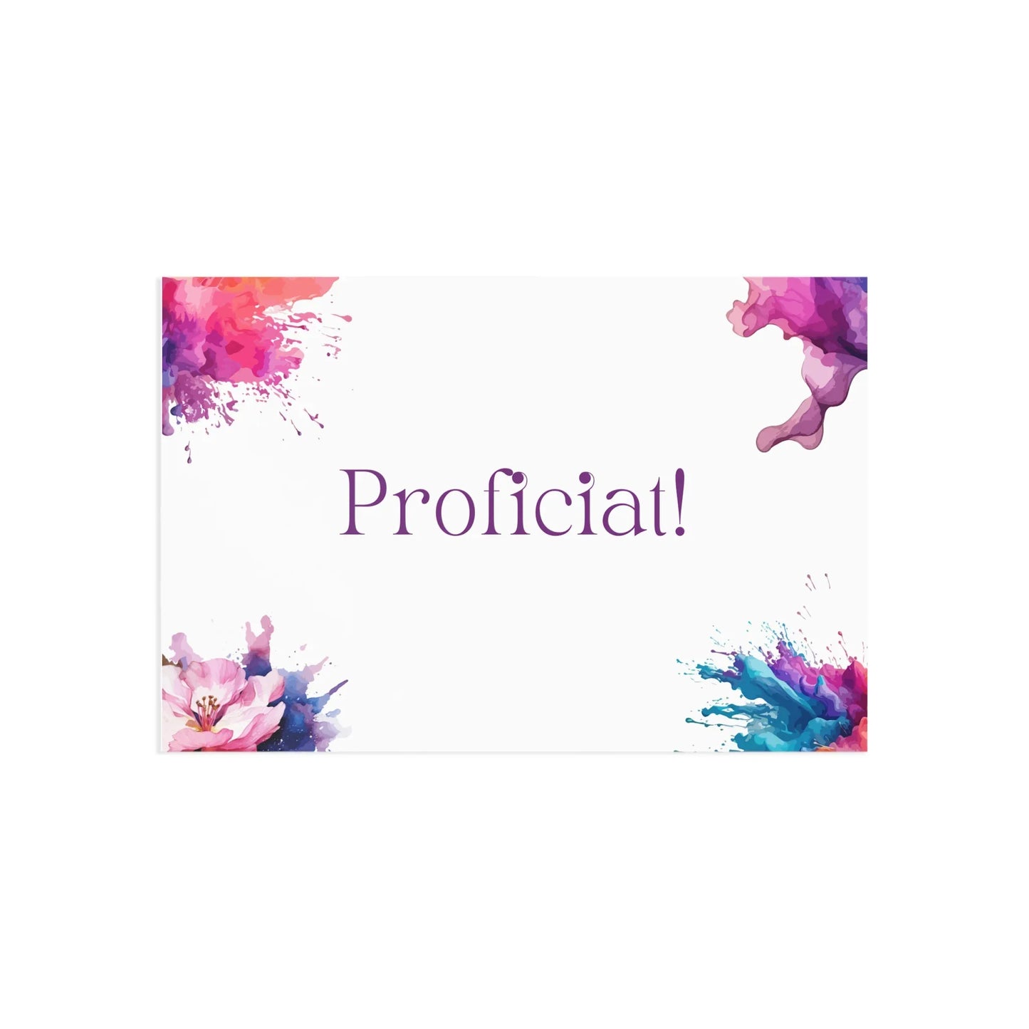 Watercolor Art Exclamation Card "Proficiat" Joyful Print - The Dreamer's Bookshop.