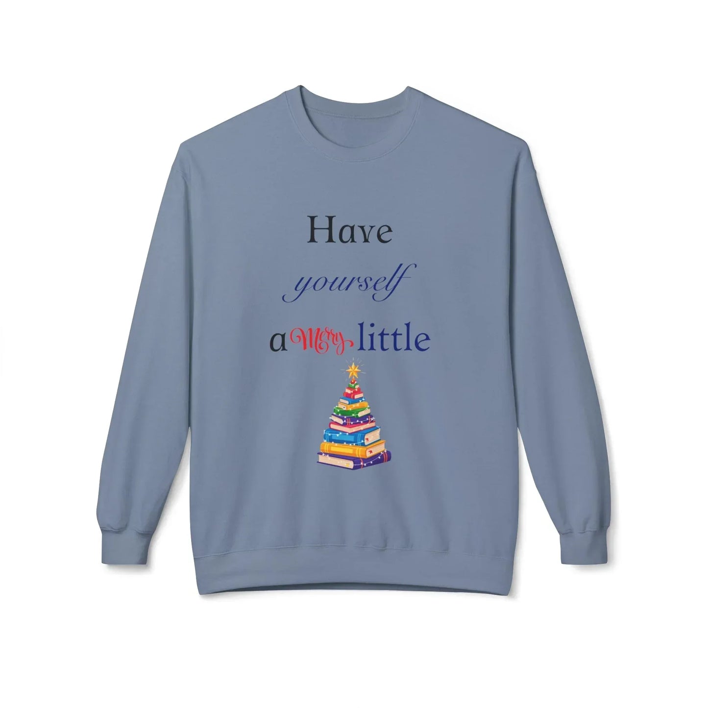 A Merry Little Bookmas - Fleece Crewneck Sweatshirt - Unisex Midweight - The Dreamer's Bookshop.