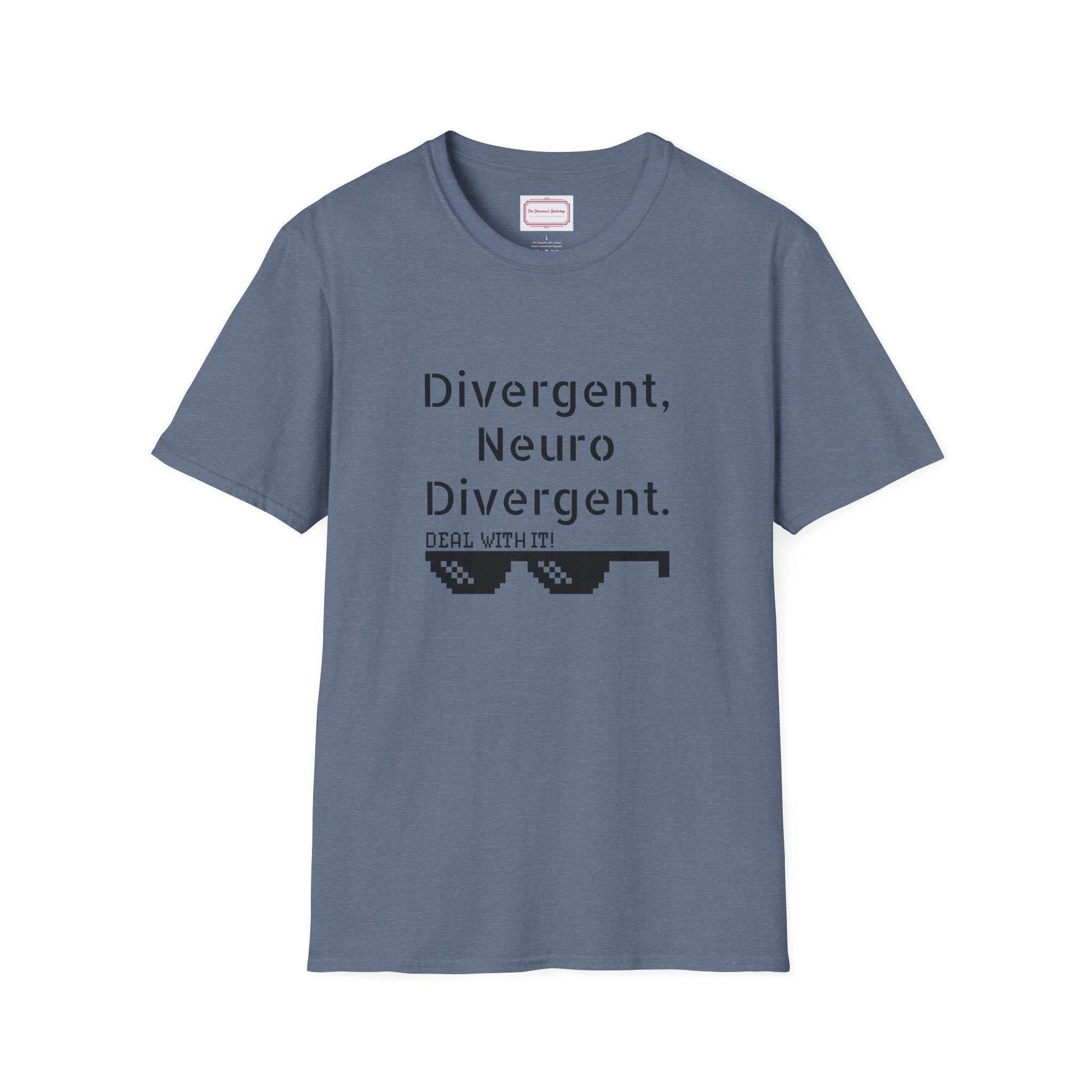 Divergent Neurodivergent T-Shirt - Unisex Softstyle Tee for Acceptance and Awareness - The Dreamer's Bookshop.