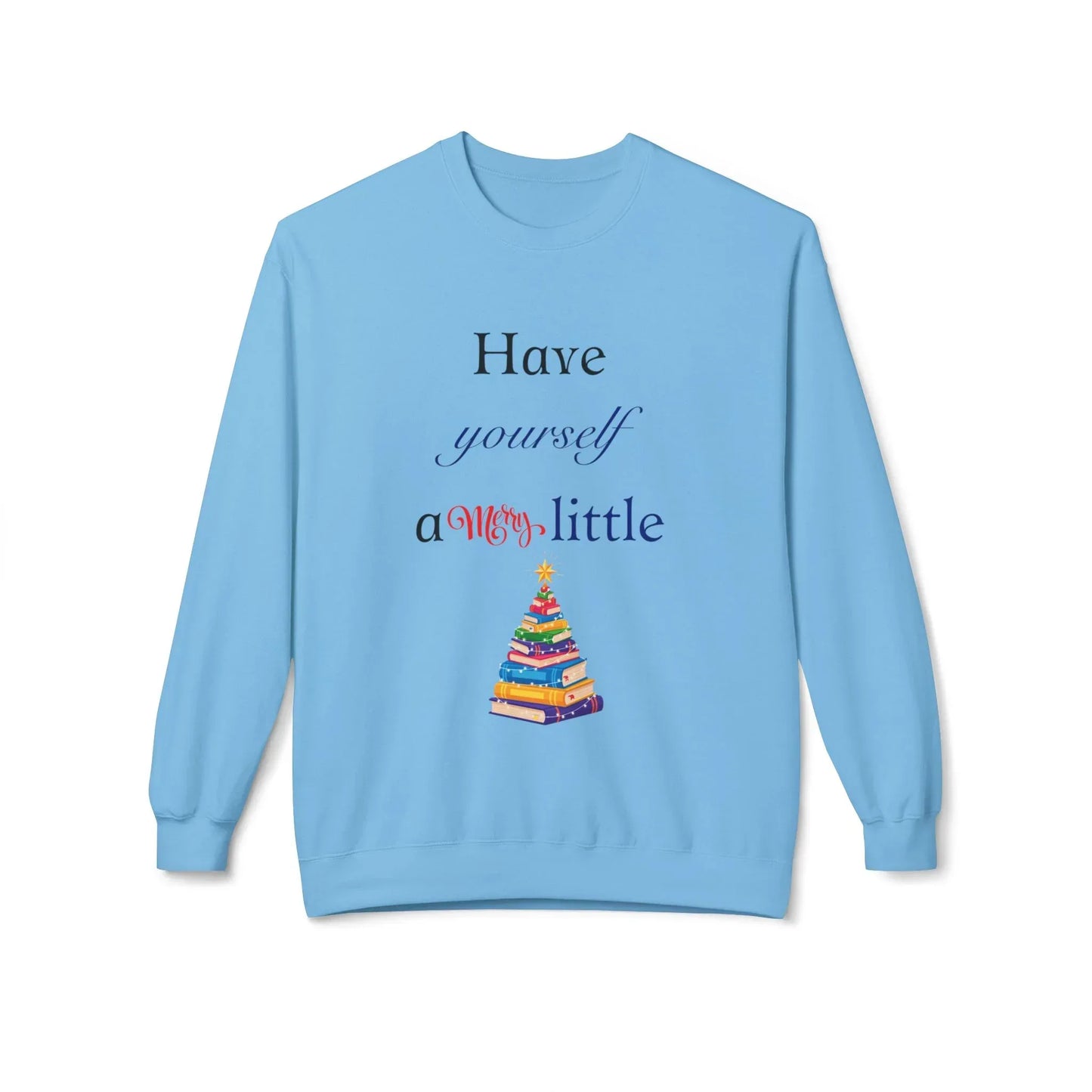 A Merry Little Bookmas - Fleece Crewneck Sweatshirt - Unisex Midweight - The Dreamer's Bookshop.