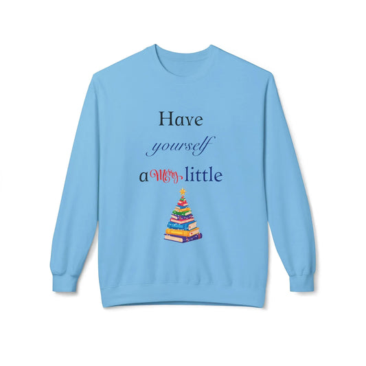 A Merry Little Bookmas - Fleece Crewneck Sweatshirt - Unisex Midweight - The Dreamer's Bookshop.