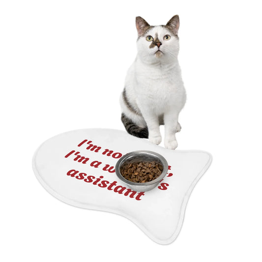 Funny Pet Feeding Mat - "I'm Not a Pet, I'm a Writer's Assistant" - The Dreamer's Bookshop.