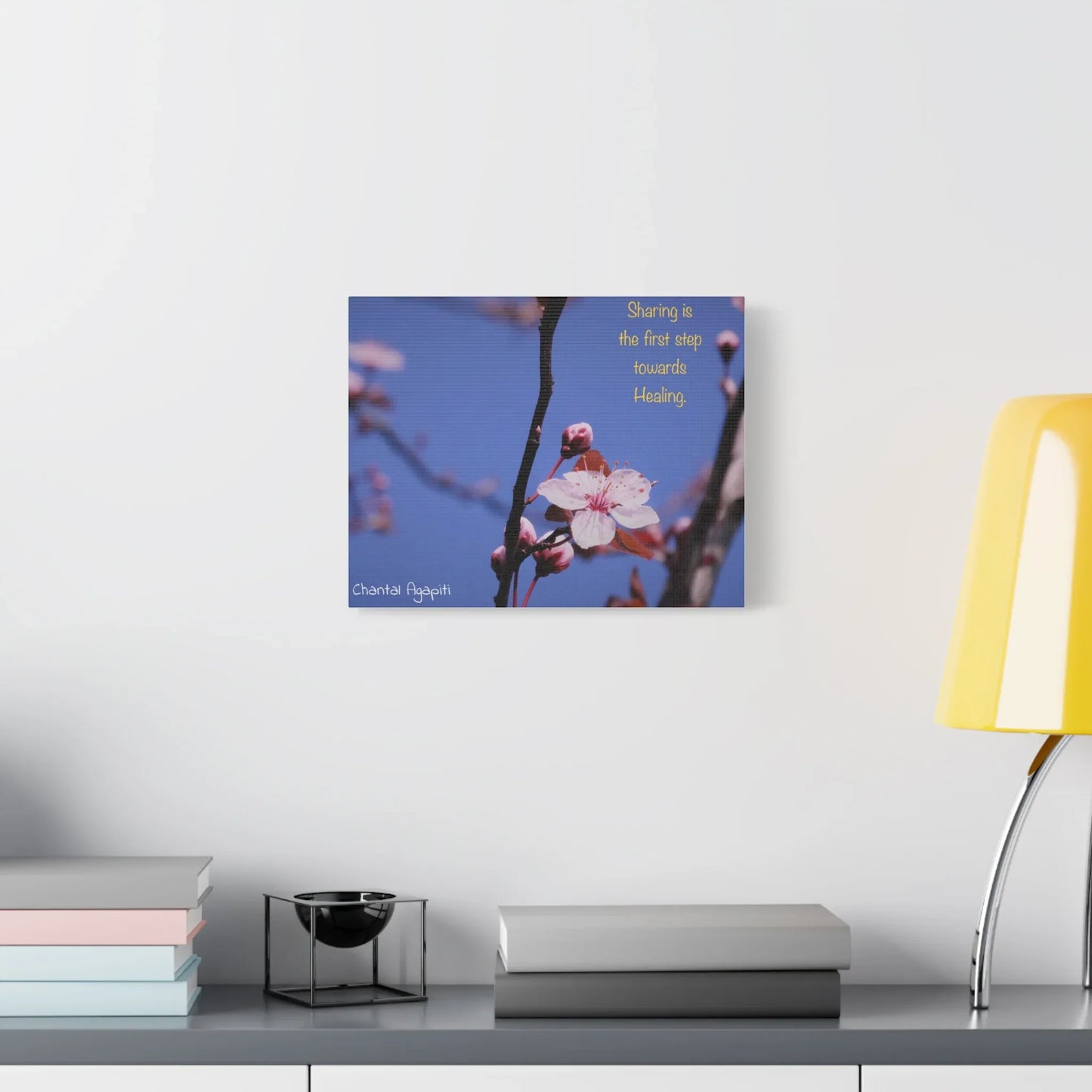 Inspirational Flower Canvas Print - "Sharing is the First Step Towards Healing" - The Dreamer's Bookshop.