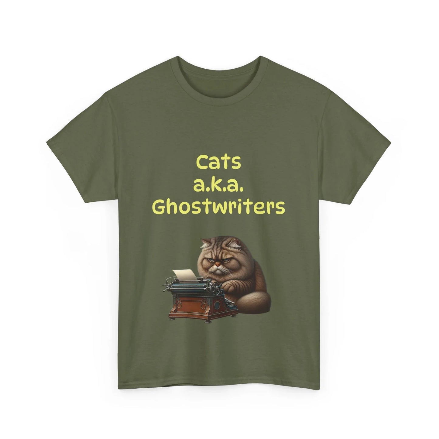 Book Lover's Unisex Heavy Cotton Tee - "Cats Ghostwriters" - The Dreamer's Bookshop.