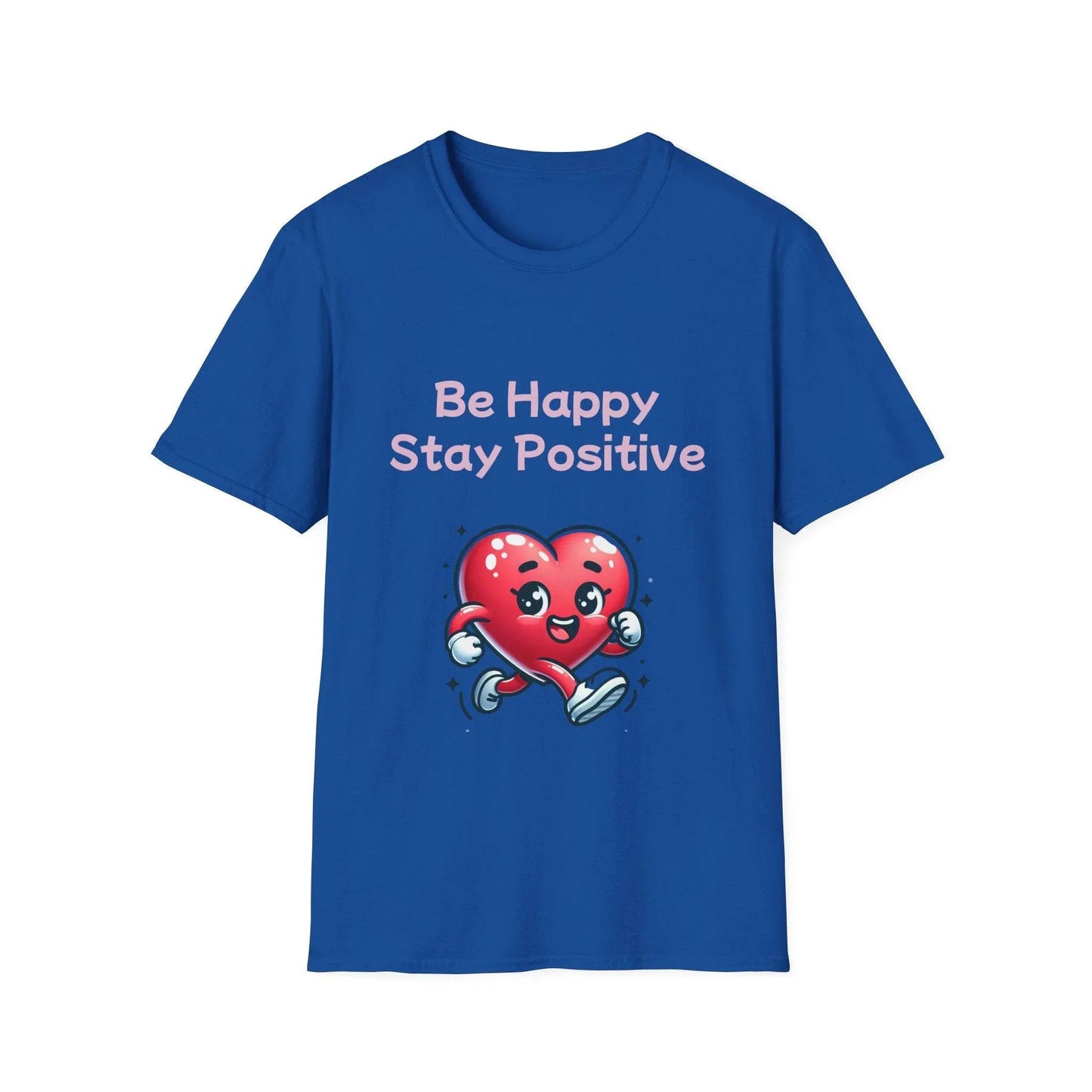 Be Happy Stay Positive Unisex Softstyle T-Shirt - Cheerful Graphic Tee for Everyday Wear - The Dreamer's Bookshop.