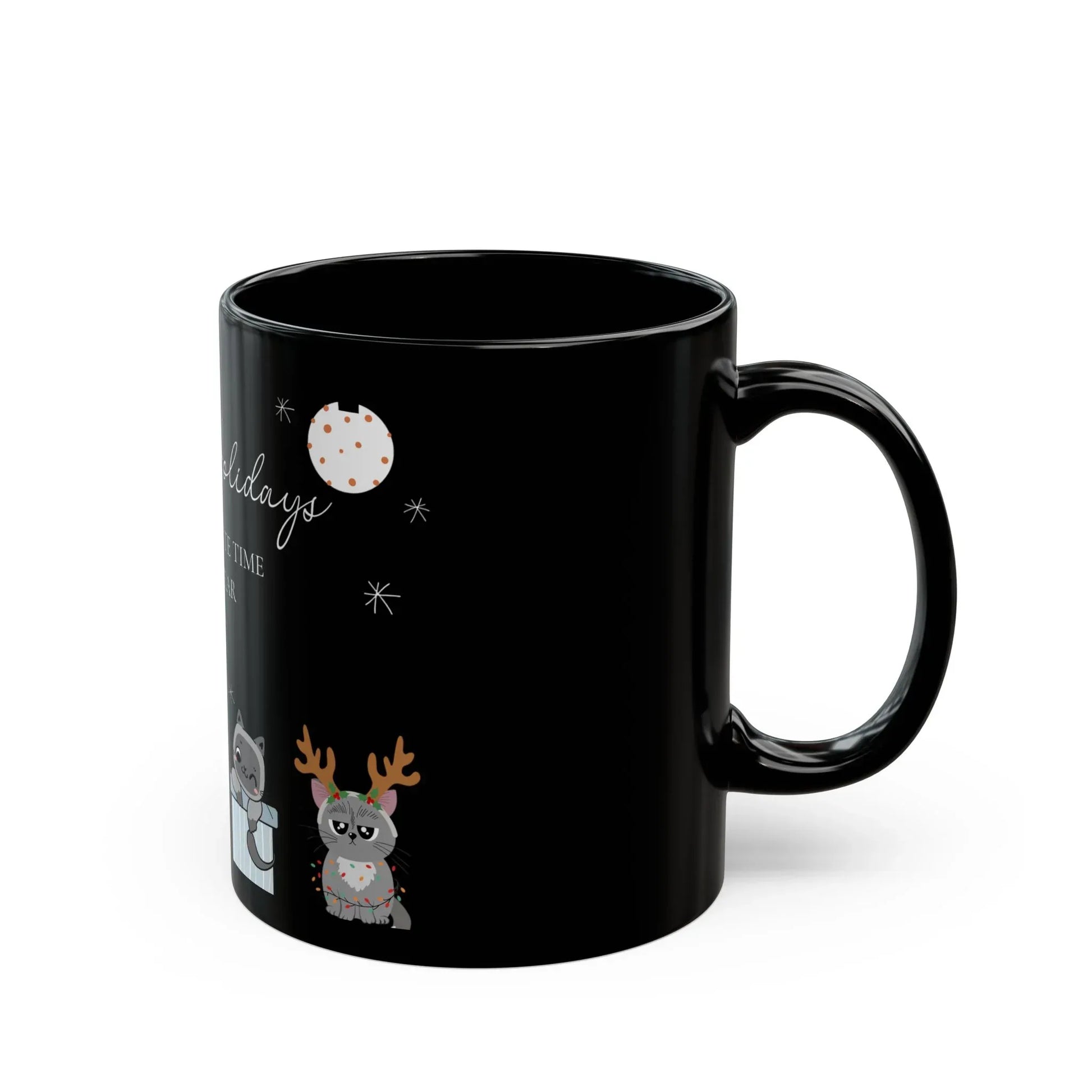 Cat's Christmas Black Mug (11oz, 15oz) - The Dreamer's Bookshop.