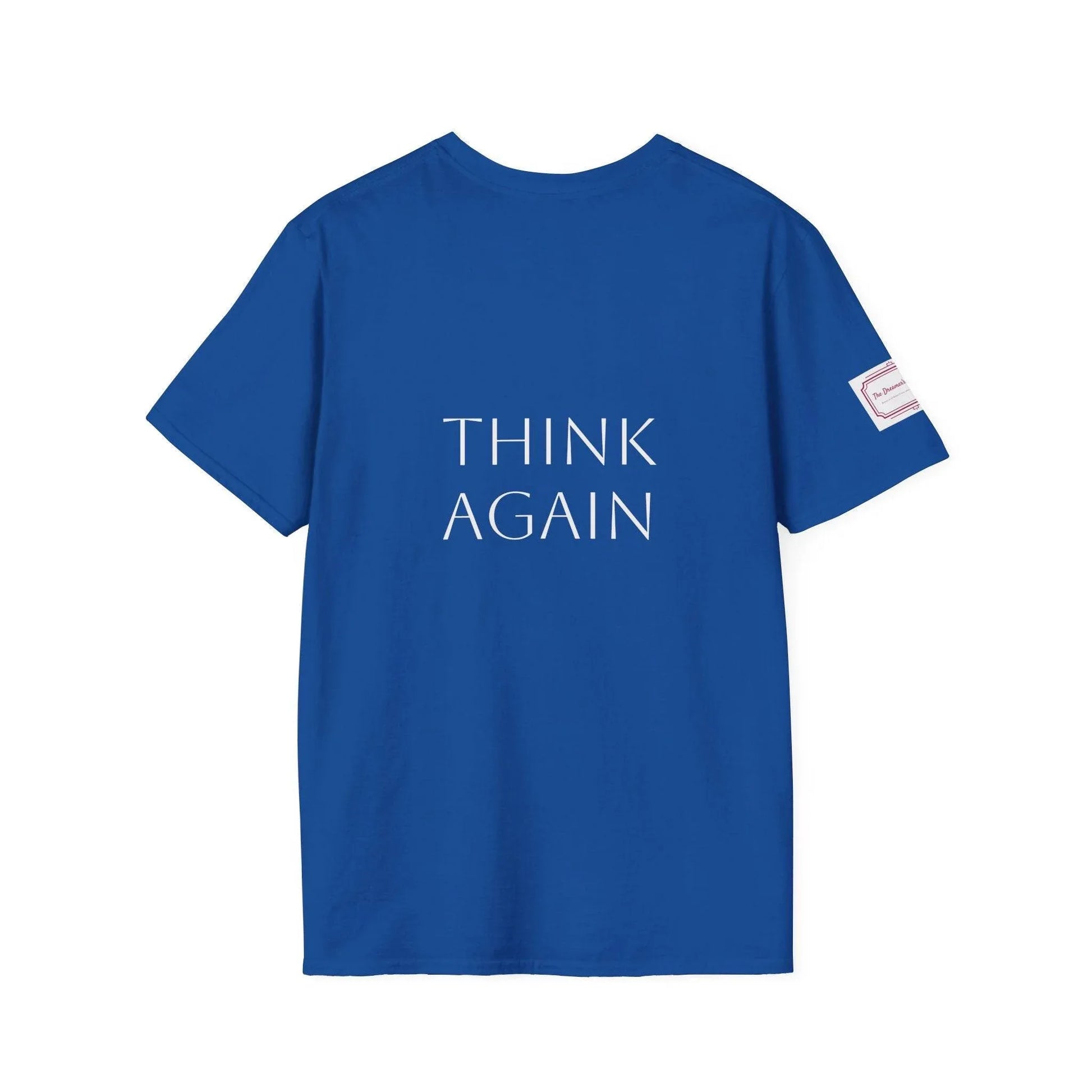 Inspirational Unisex Softstyle T-Shirt - 'Think Again' Motivational Design - The Dreamer's Bookshop.