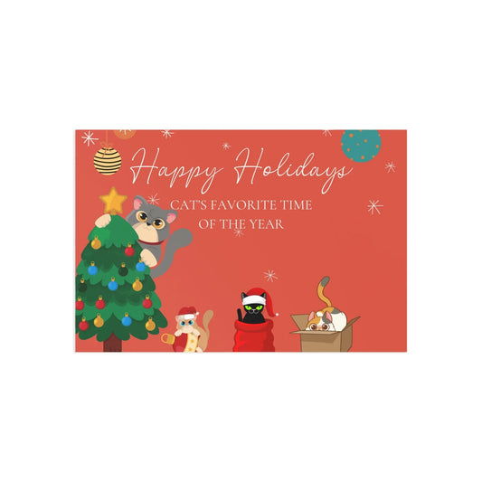 The Dreamer's Bookshop "Cat's Red XMas" Cute Christmas Cards - The Dreamer's Bookshop.